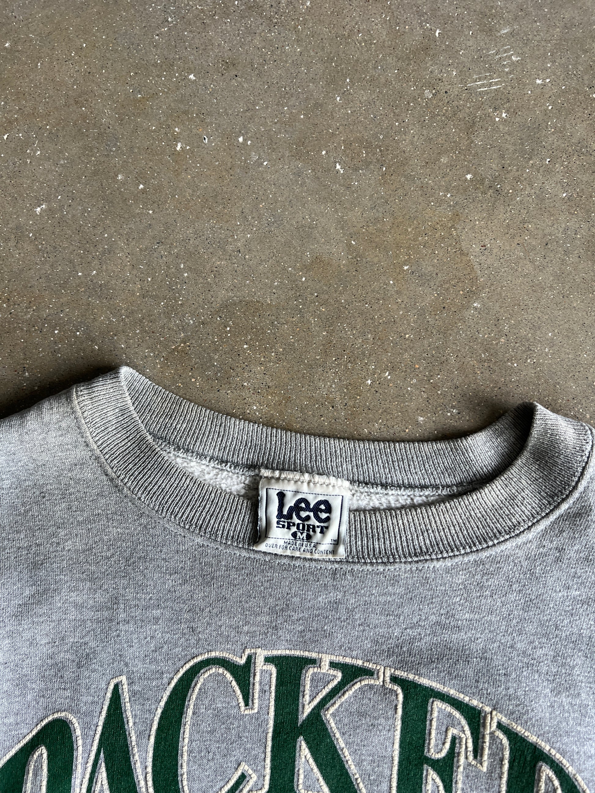 Vintage Grey Green Bay Packers Crew - L