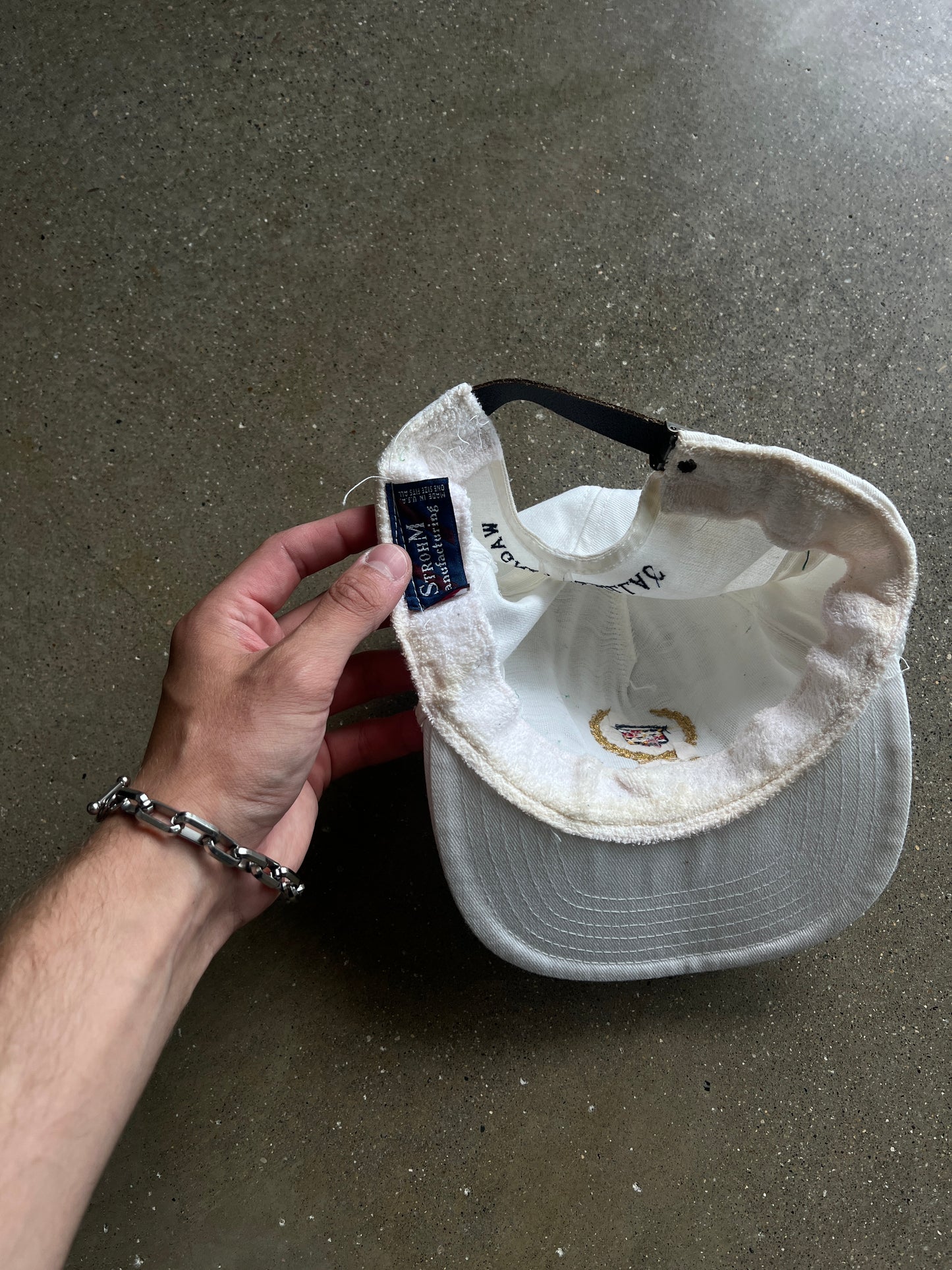 Vintage White Cadillac Brand Hat