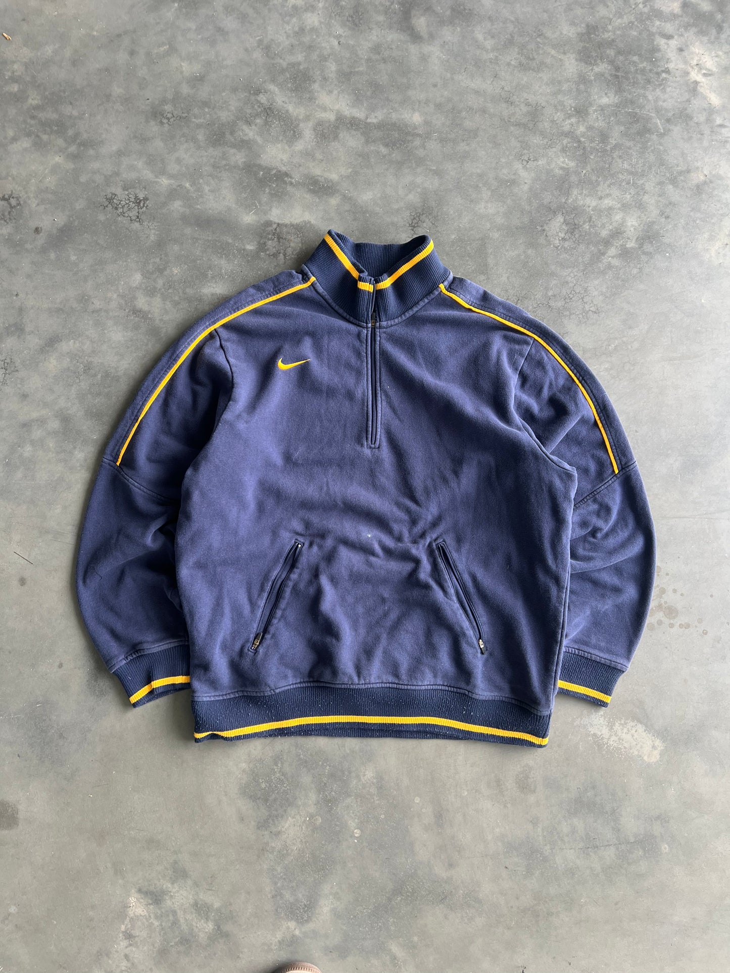 Vintage Navy Blue Nike Swoosh Zip Up - XL