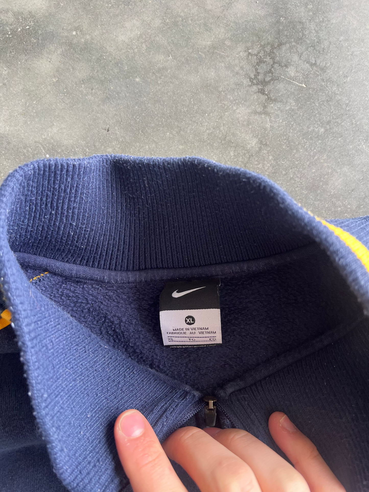 Vintage Navy Blue Nike Swoosh Zip Up - XL
