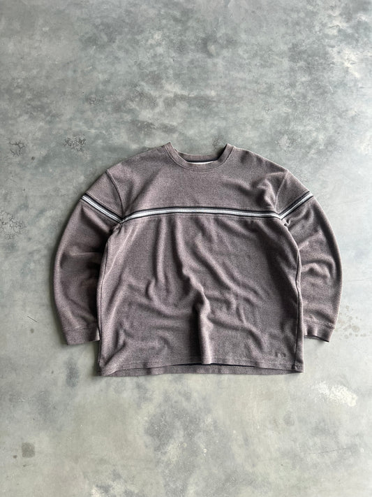 Vintage Black Stripped Thermal Shirt - XL