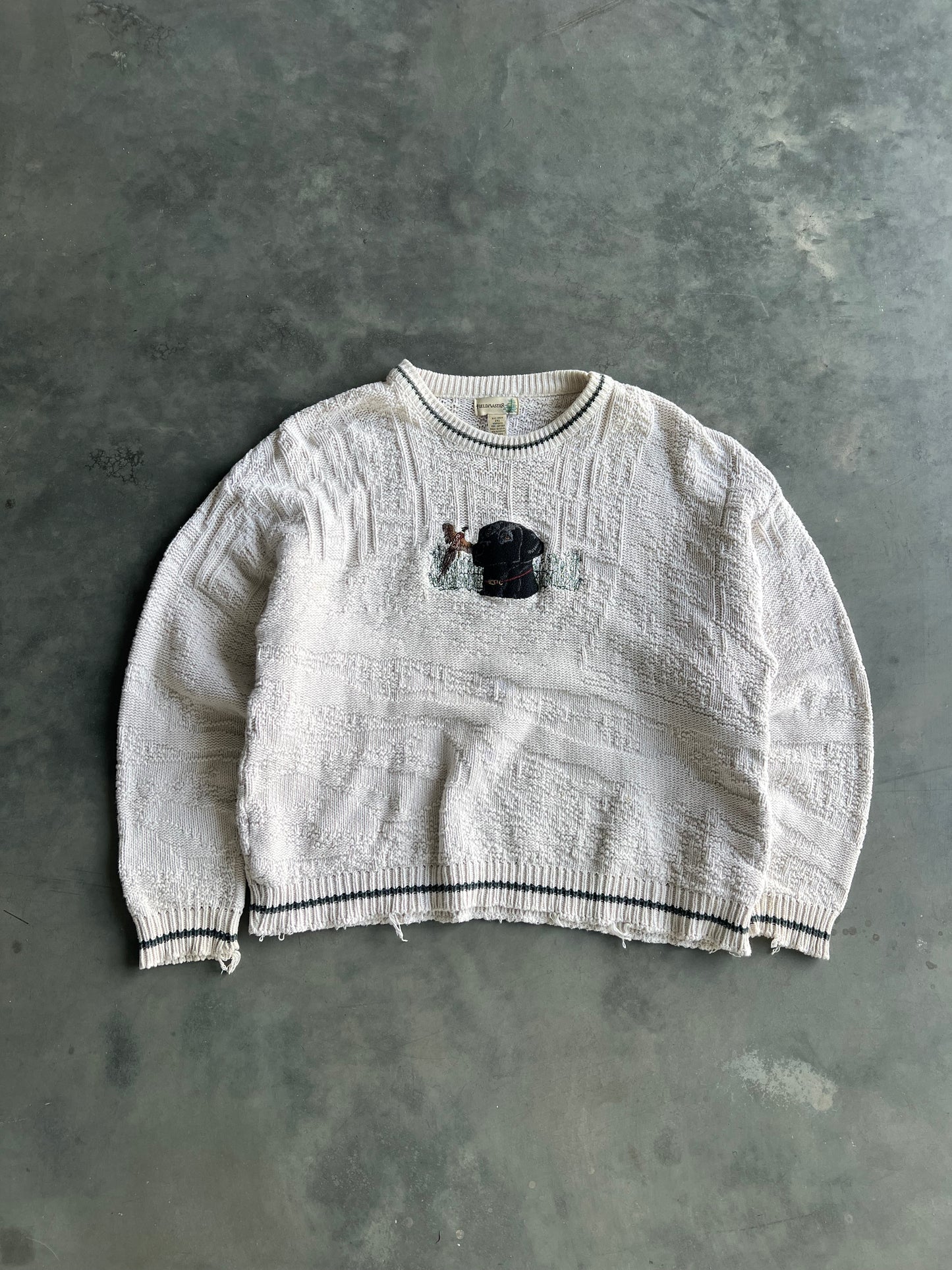 Vintage White Labrador Knit Sweater - XXL
