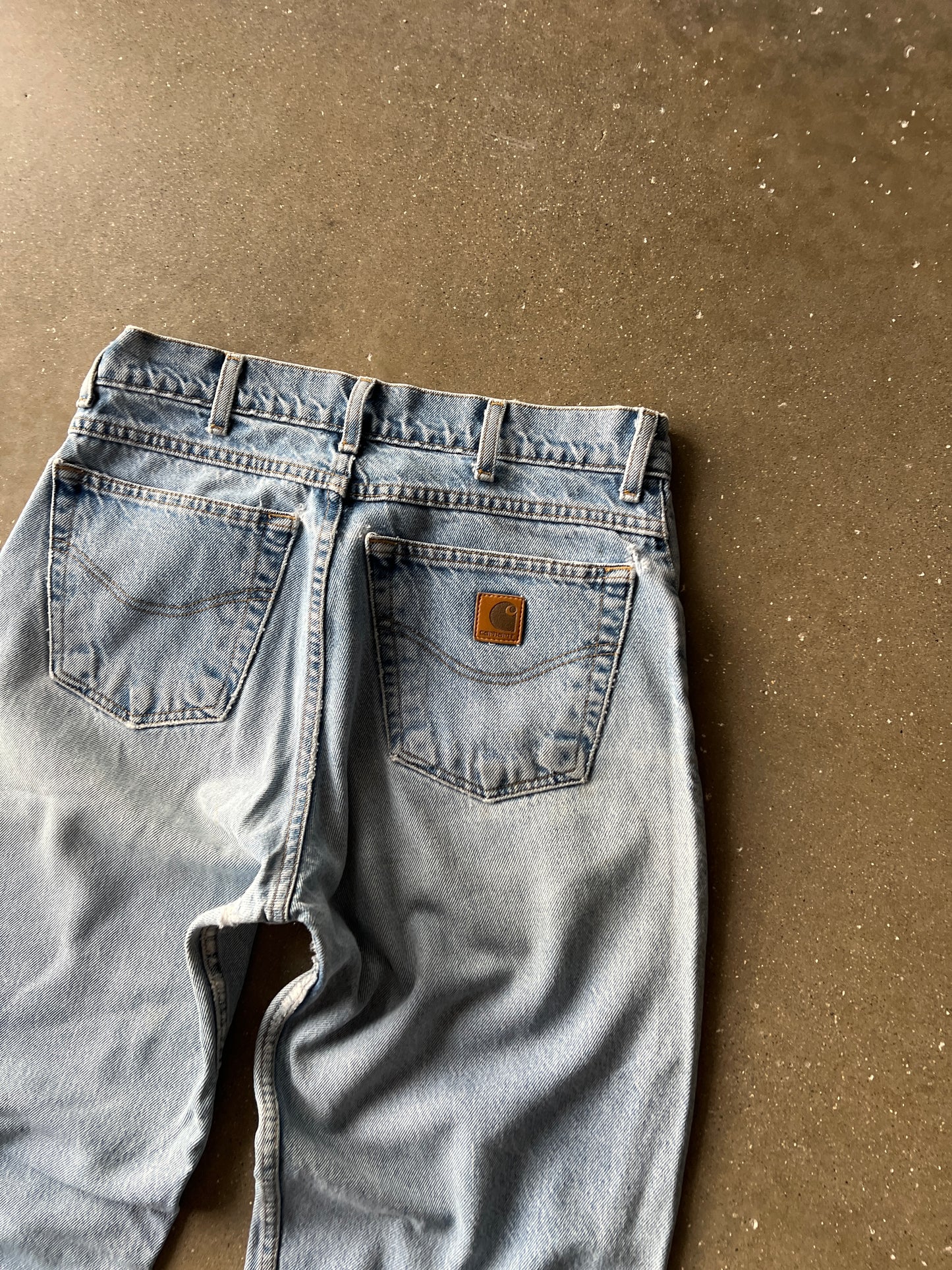 Vintage Faded Denim Blue Carhartt Pants - 32x32