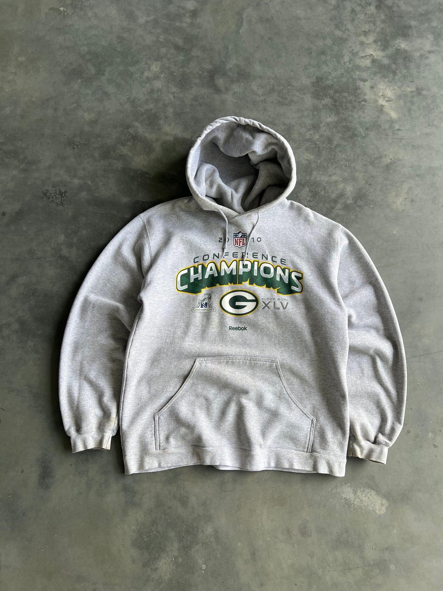 Vintage Grey Green Bay Packers Hoodie - L