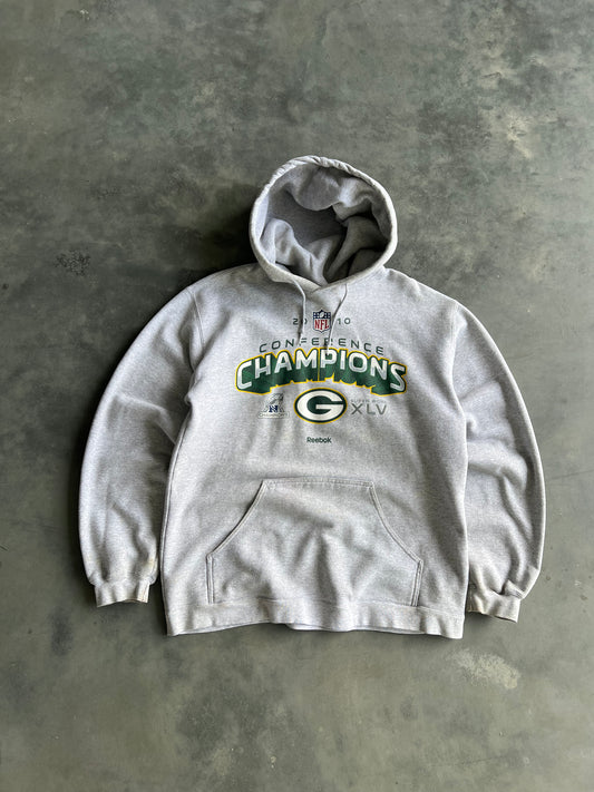 Vintage Grey Green Bay Packers Hoodie - L