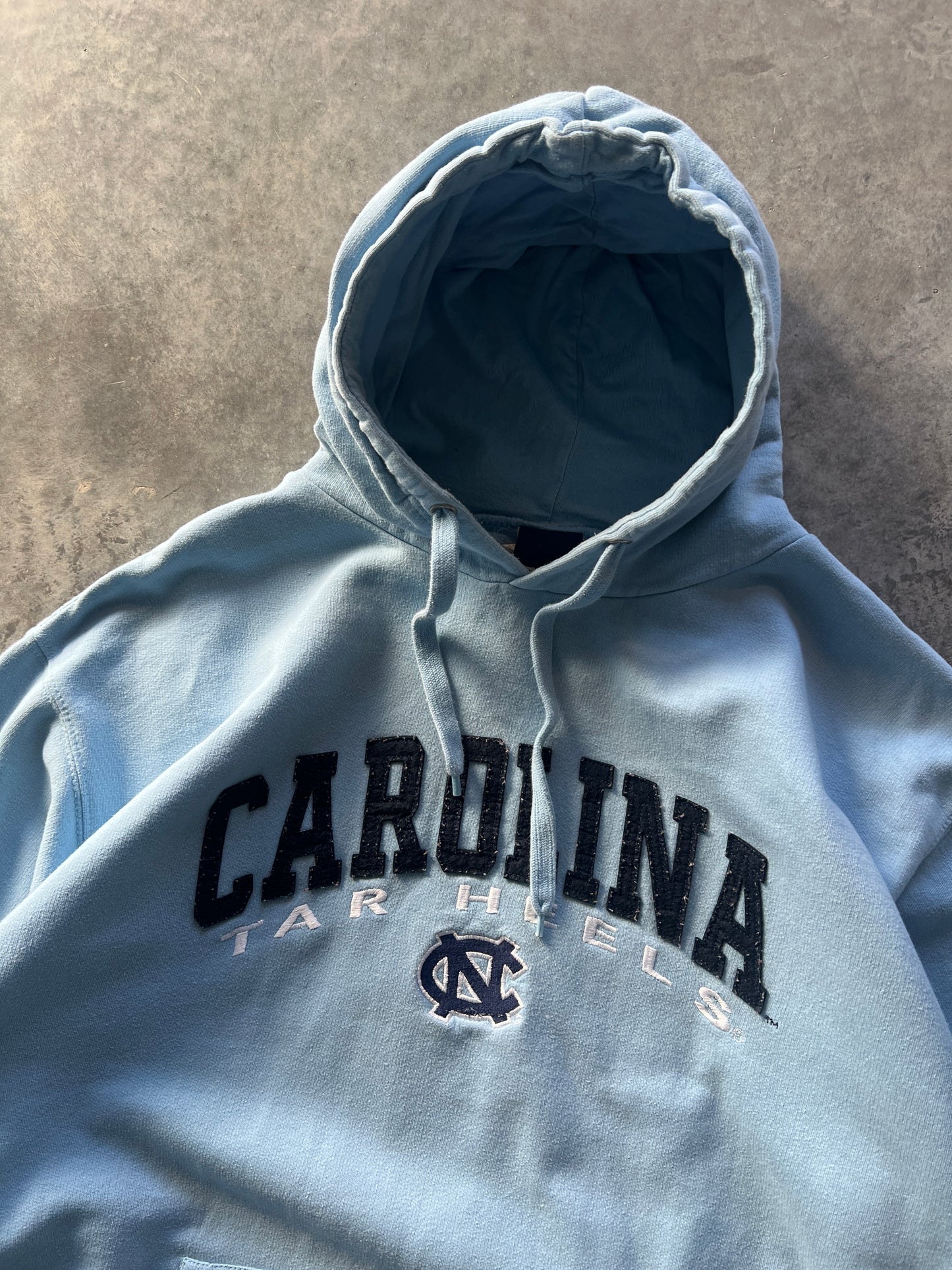 Vintage Baby Blue Carolina Spellout Hoodie - L/XL