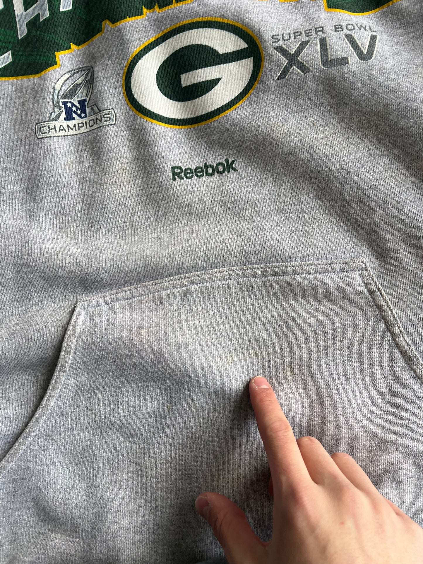 Vintage Grey Green Bay Packers Hoodie - L