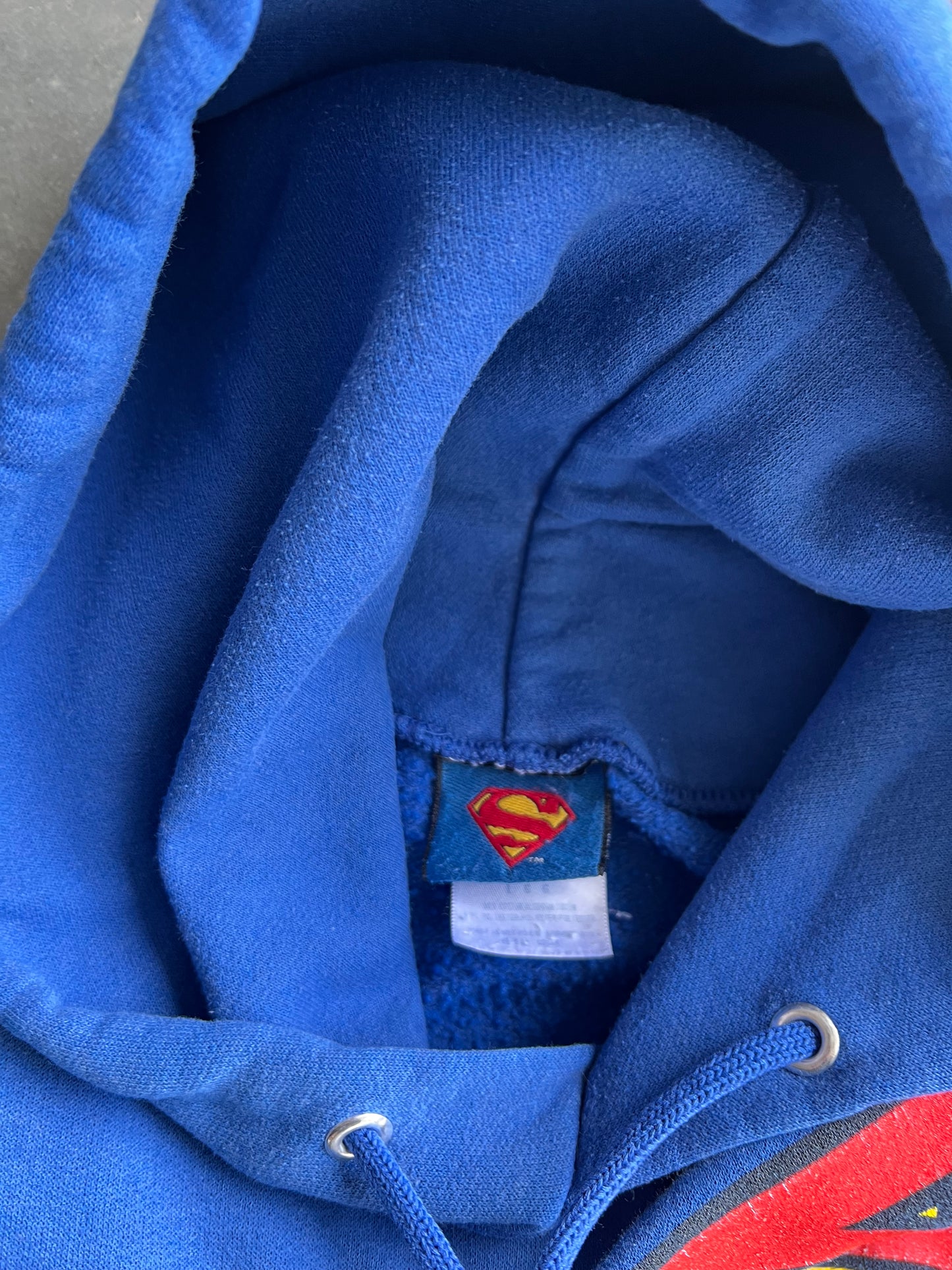 Vintage 90s Blue Superman Logo Hoodie - L