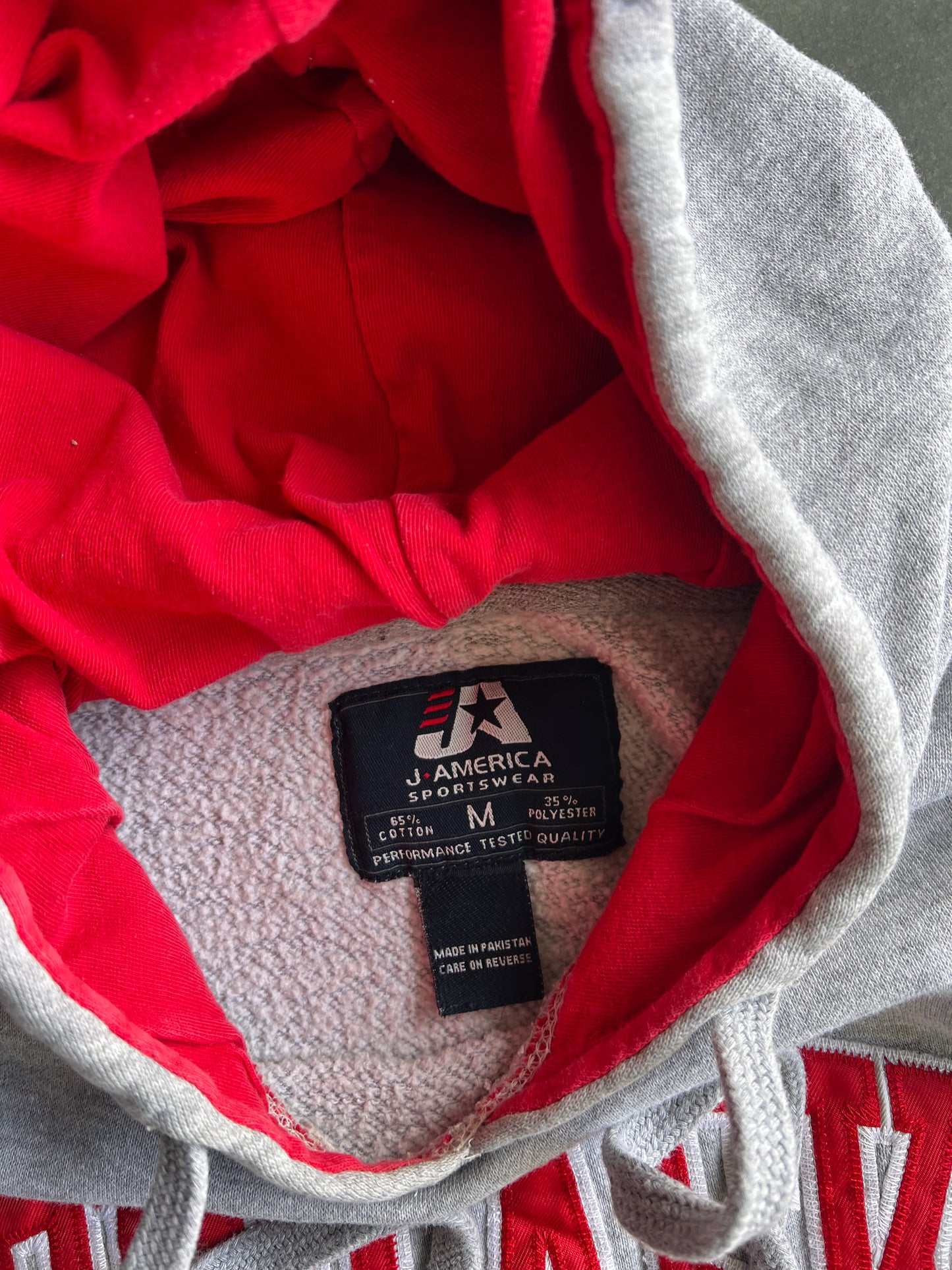 Vintage Grey Nebraska Spellout Hoodie - M