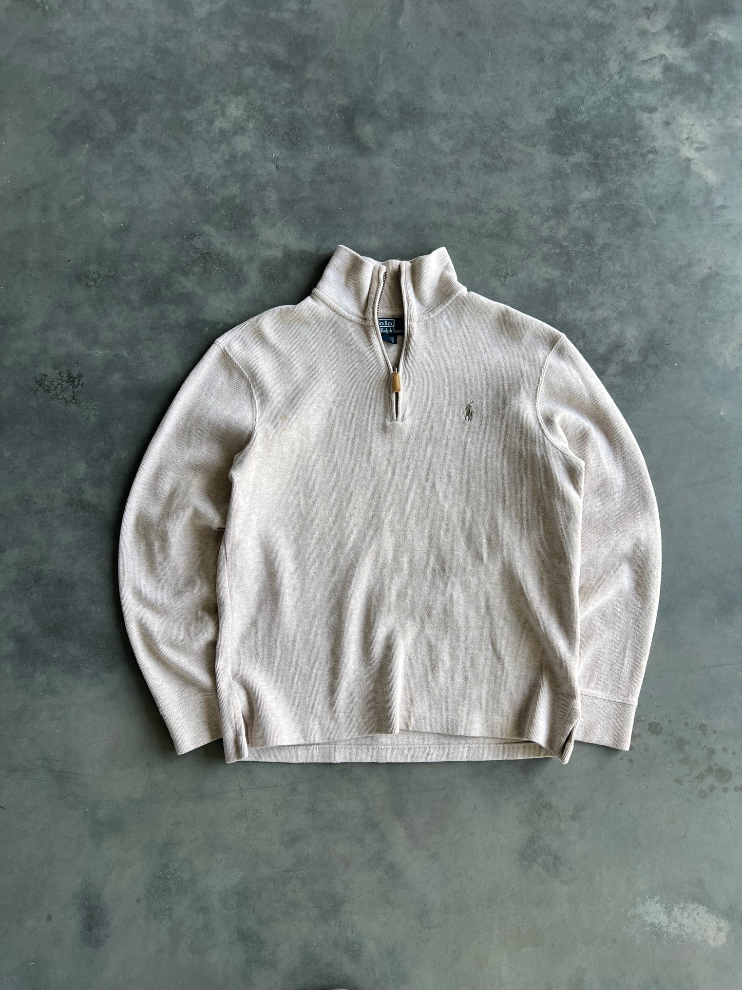 Vintage Cream Polo Quarter Zip - M