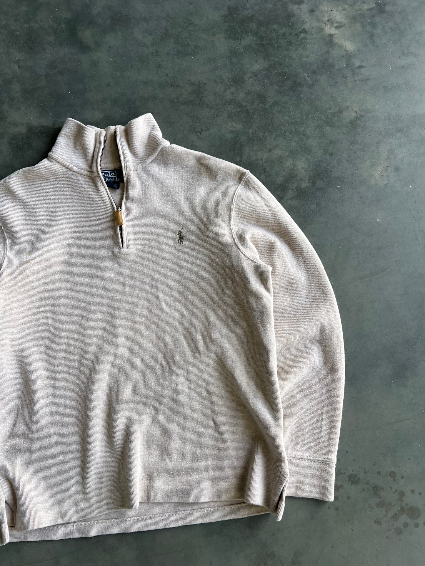 Vintage Cream Polo Quarter Zip - M