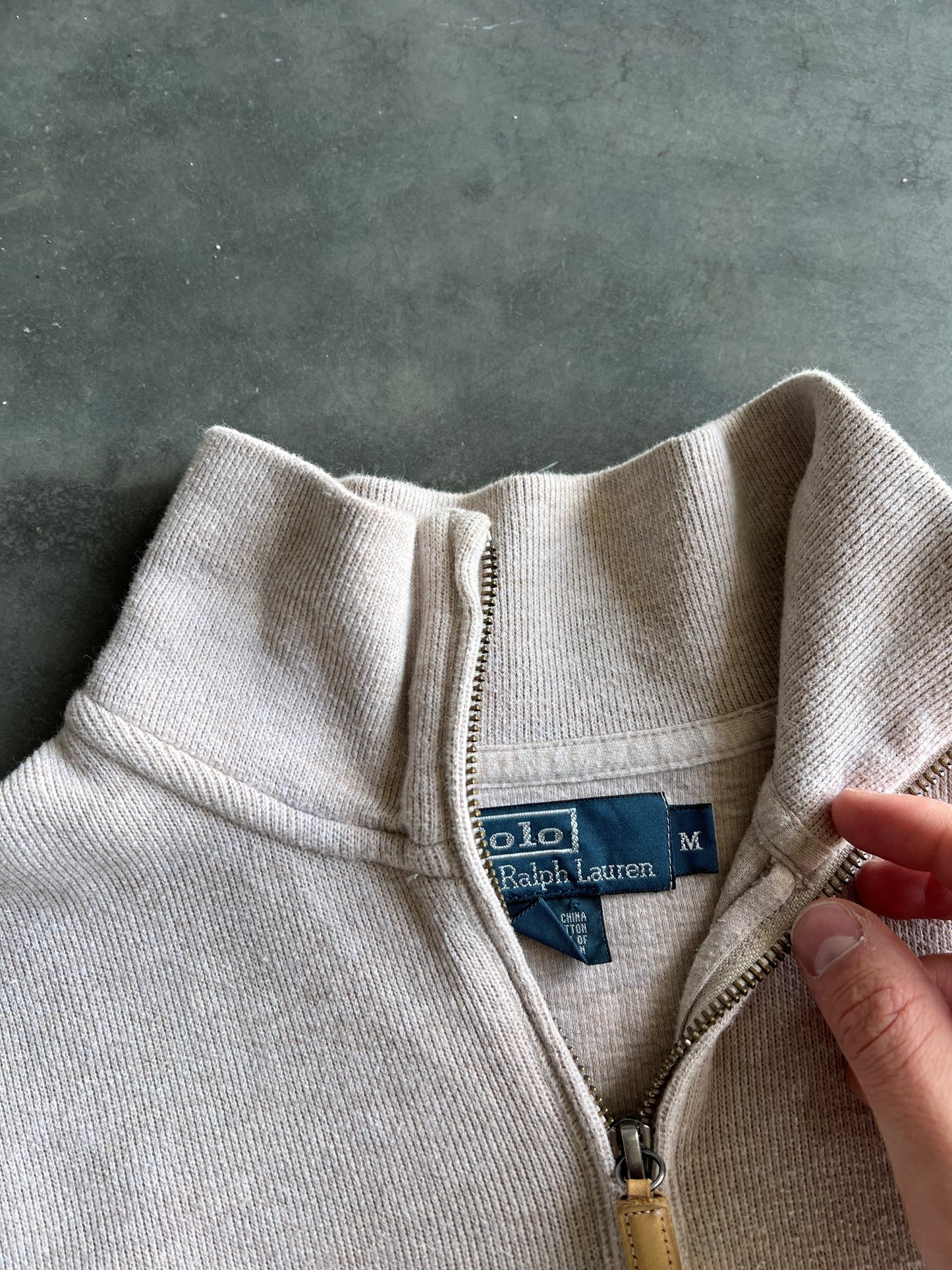 Vintage Cream Polo Quarter Zip - M