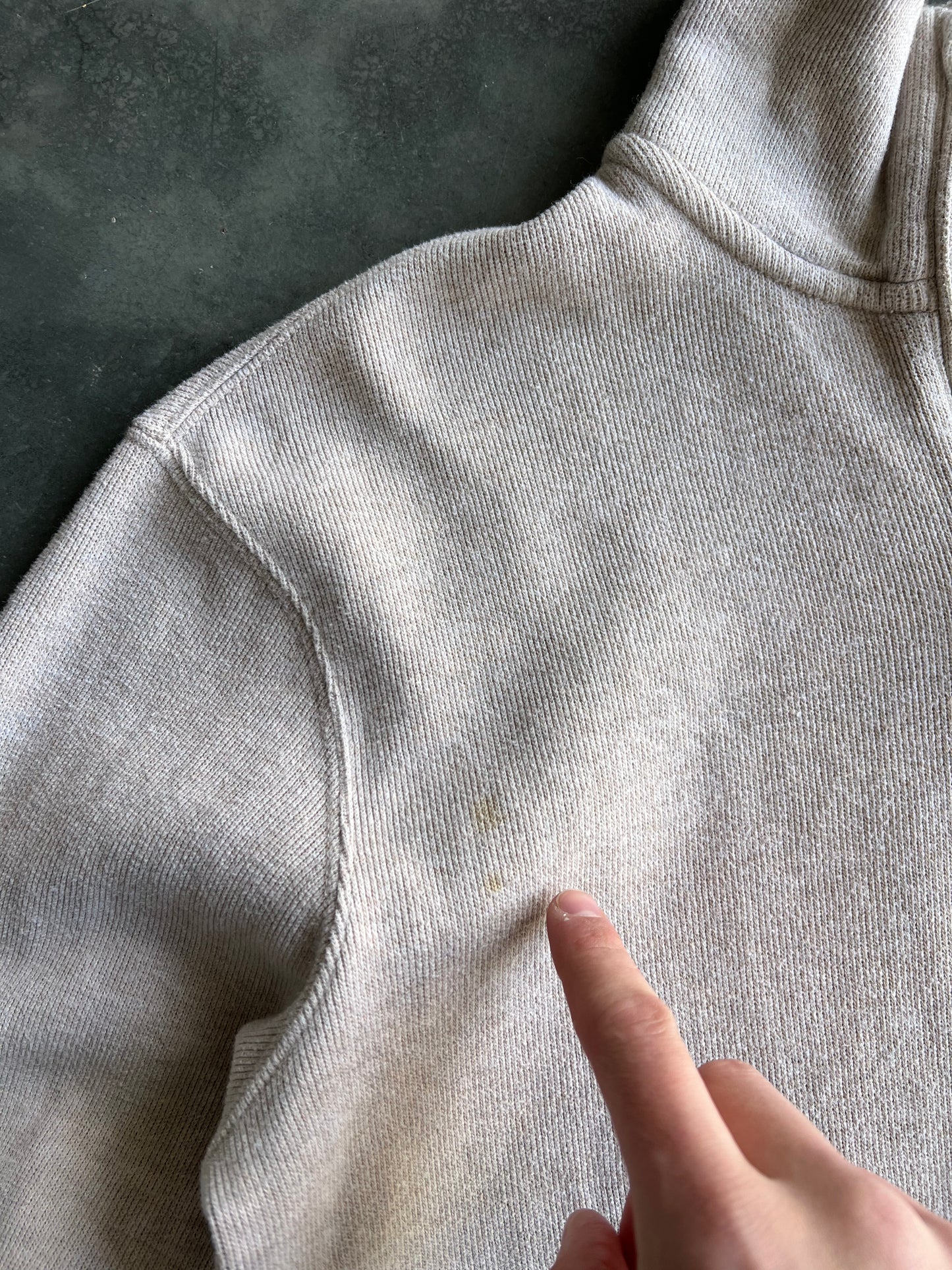 Vintage Cream Polo Quarter Zip - M