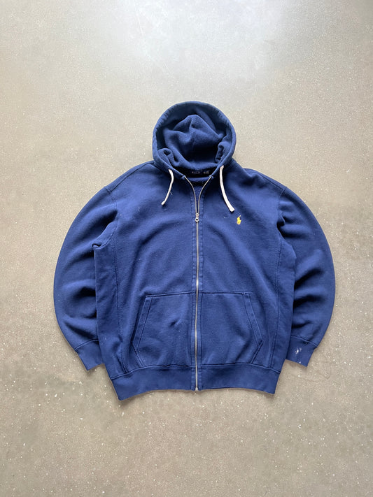 Vintage Navy Blue Polo Hoodie - XLT