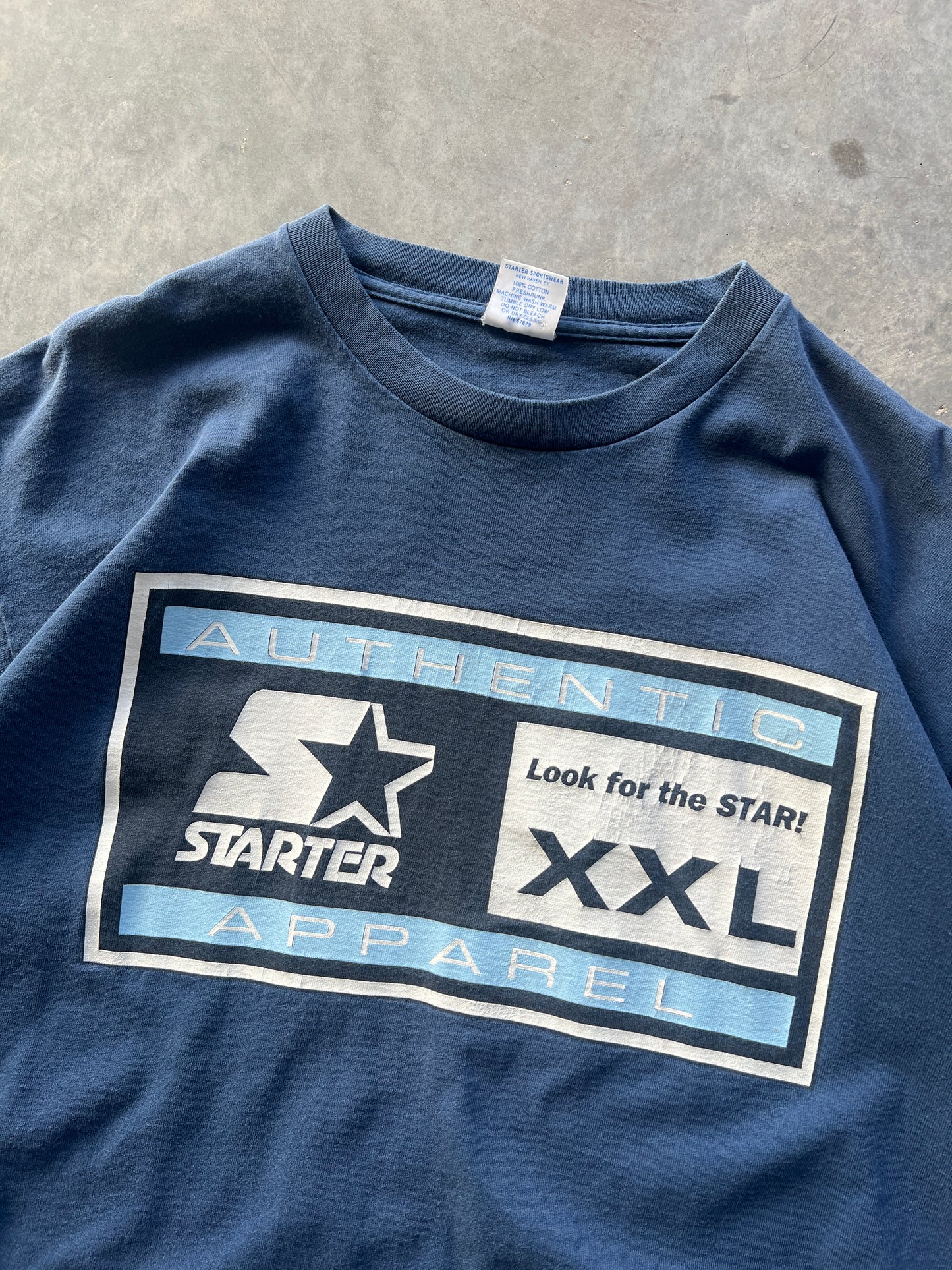 Vintage Blue Starter Spellout Shirt - XL