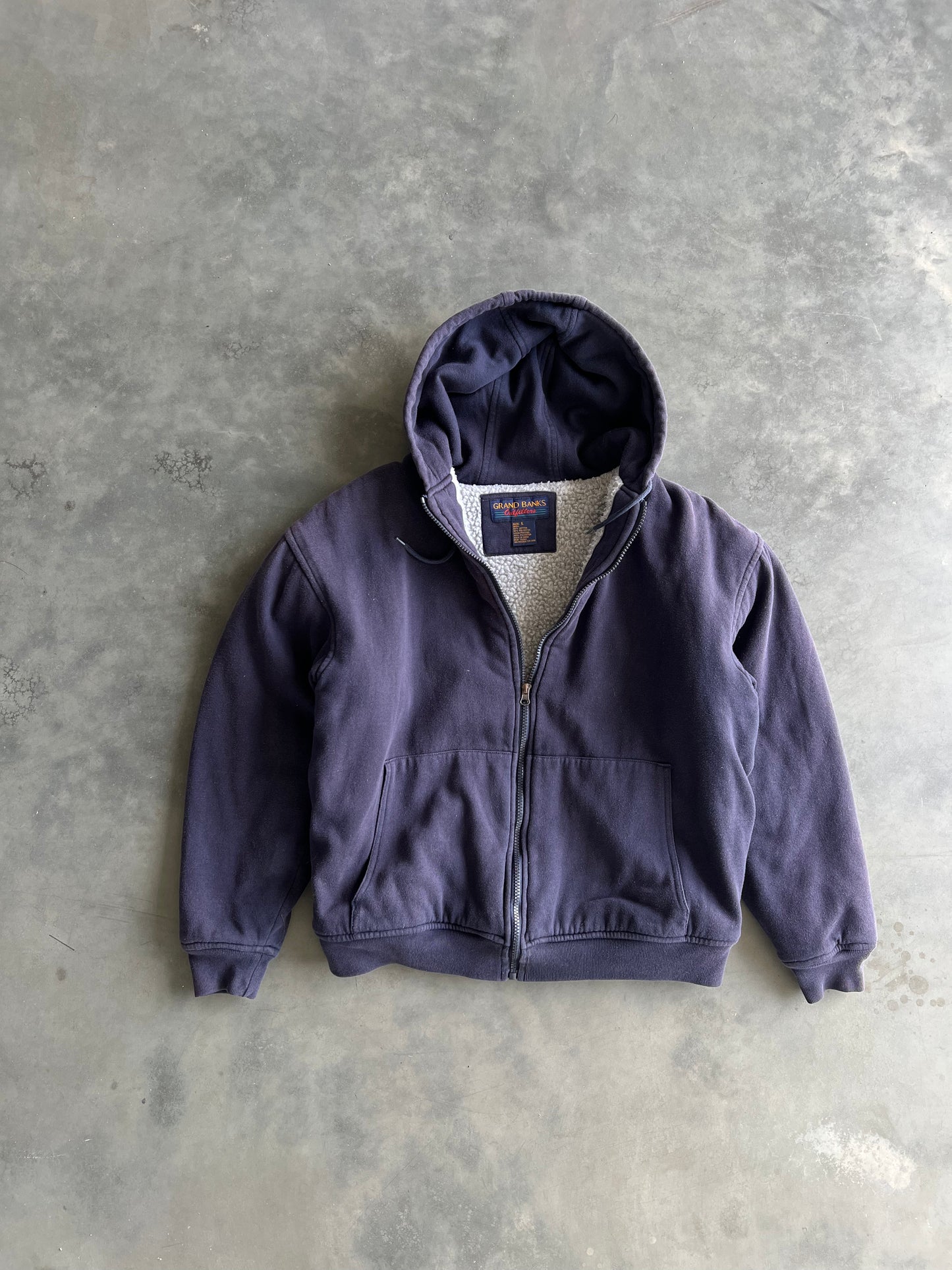 Vintage Blue Grand Banks Sherpa Hoodie - L