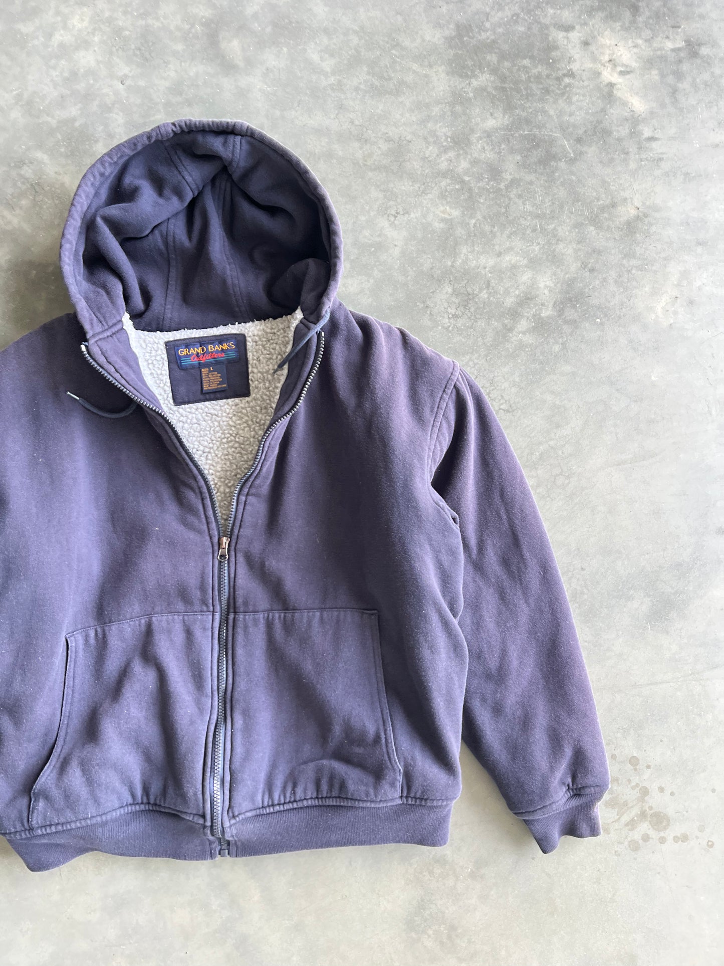 Vintage Blue Grand Banks Sherpa Hoodie - L