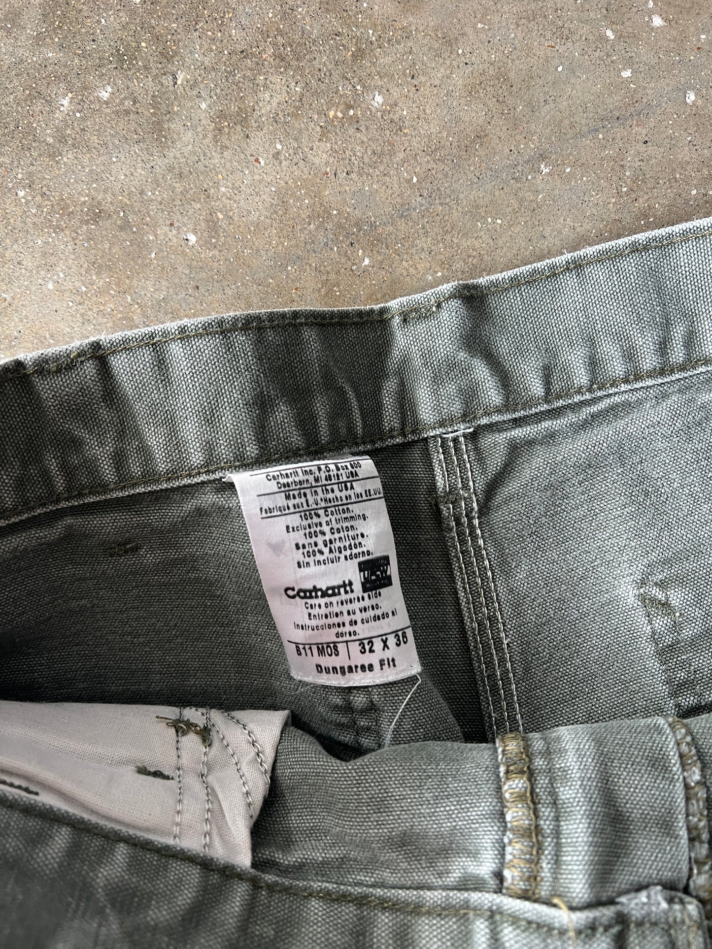 Vintage Faded Green Carhartt Carpenter Pants - 32