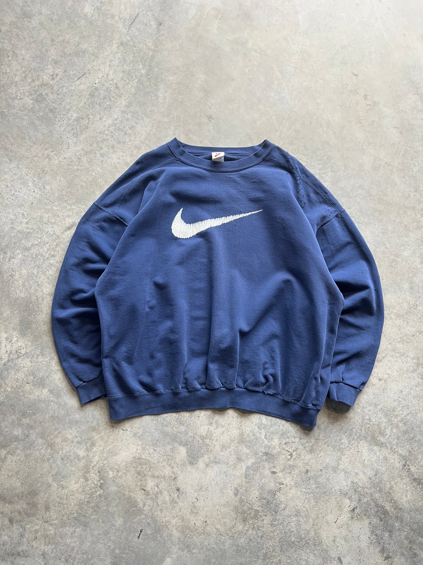 Vintage Blue Nike Swoosh Crew - XL