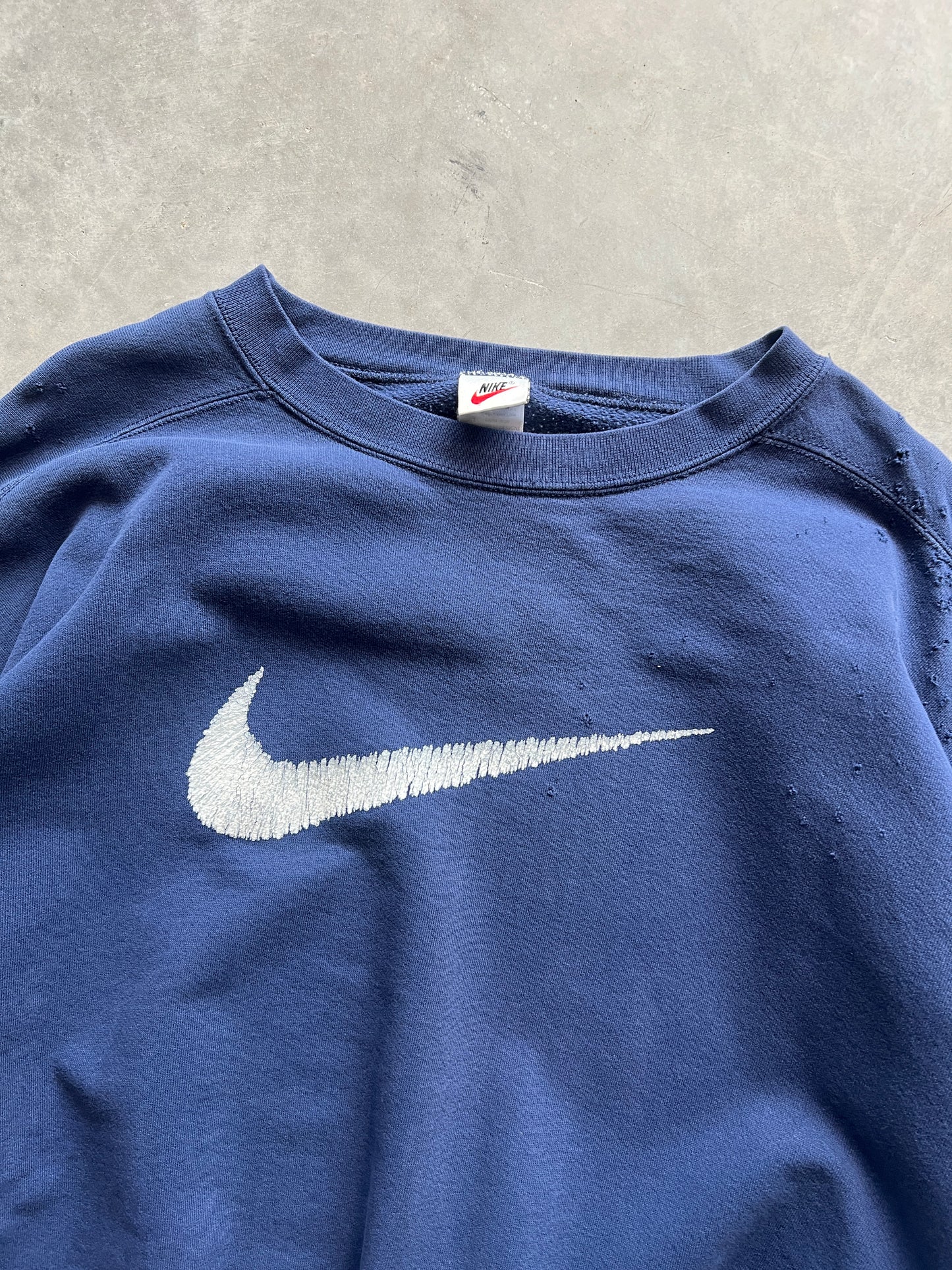 Vintage Blue Nike Swoosh Crew - XL