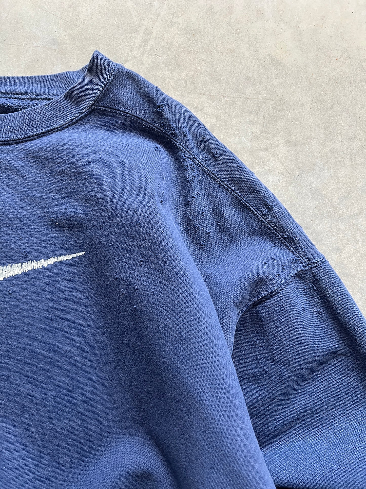 Vintage Blue Nike Swoosh Crew - XL