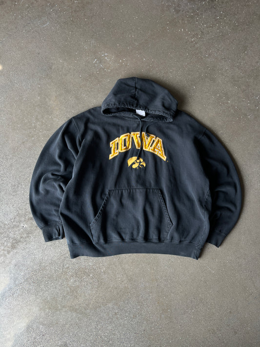 Vintage Faded Black Iowa Hoodie - XL