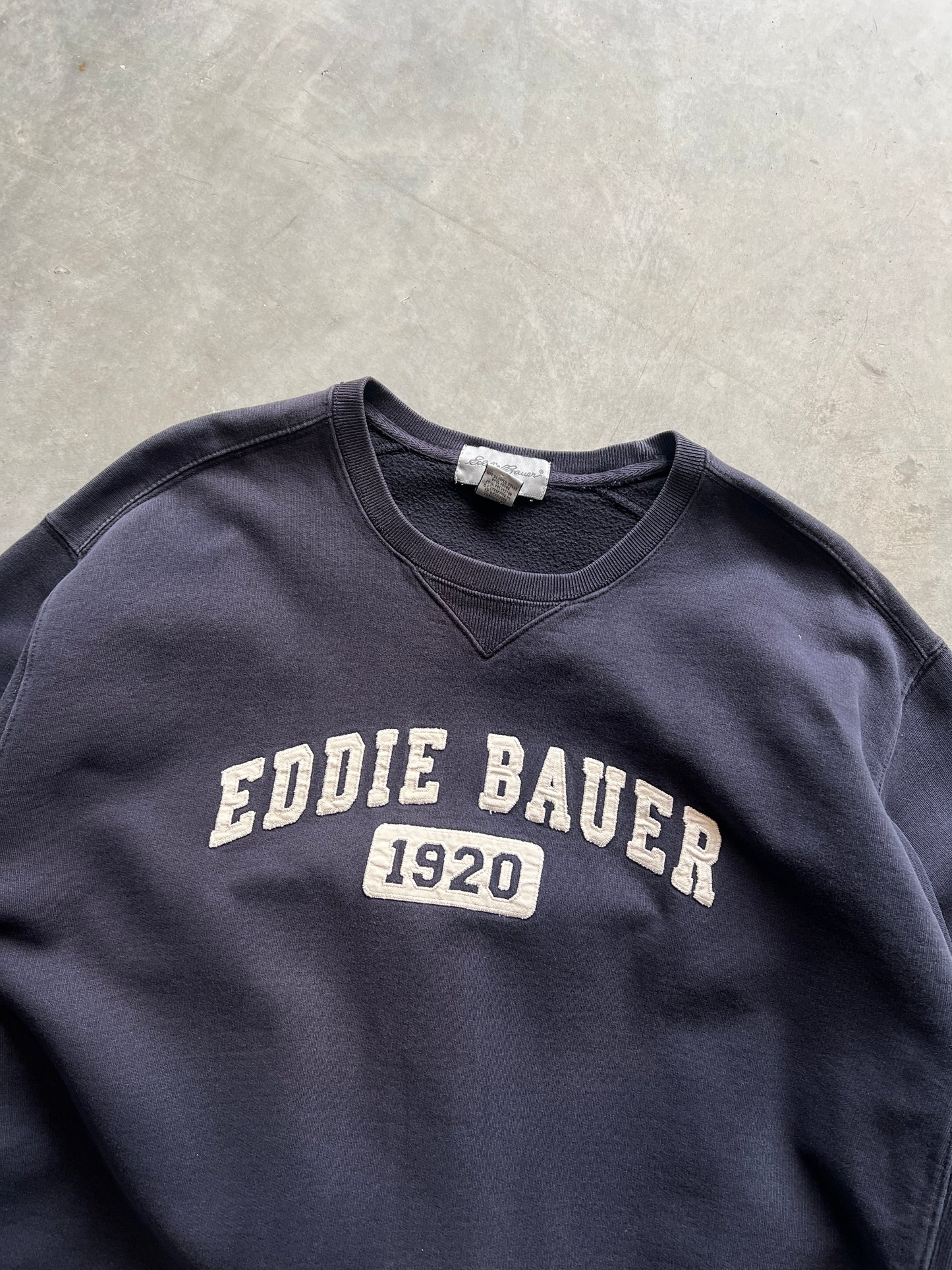 Vintage Navy Blue Eddie Bauer Spellout Crew - XL/XXL