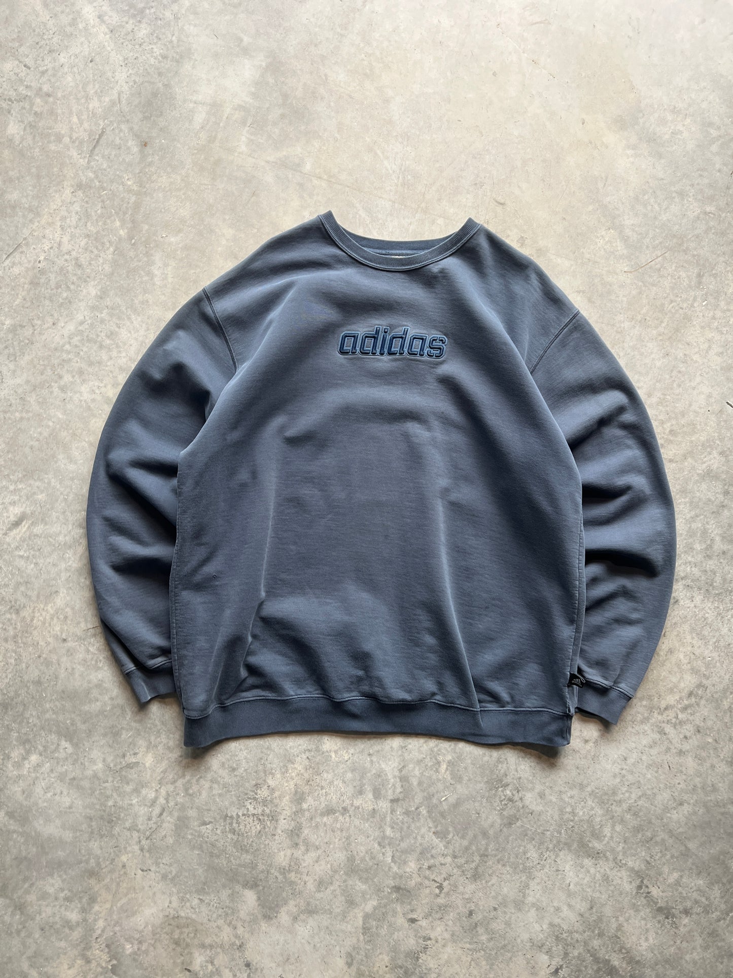 Vintage Navy Adidas Spellout Crew -XXL