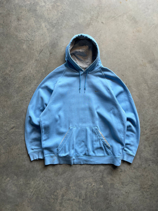 Vintage Baby Blue Nike Swoosh Hoodie - L/XL