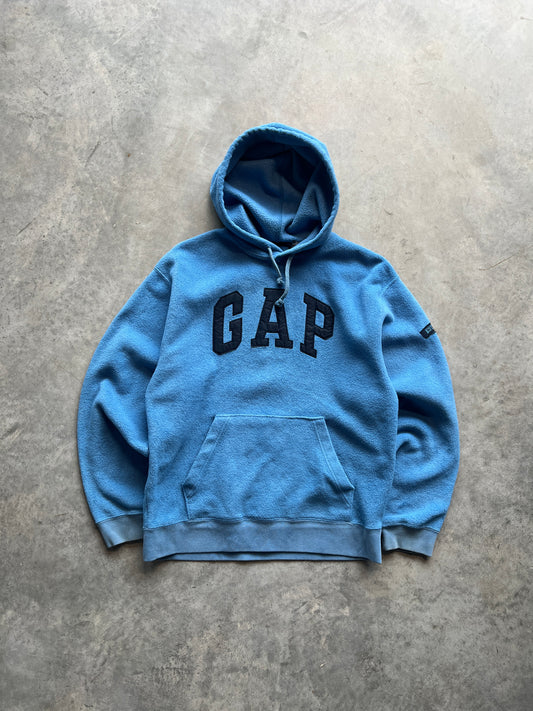 Vintage Baby Blue Gap Spellout Fleece Hoodie - S