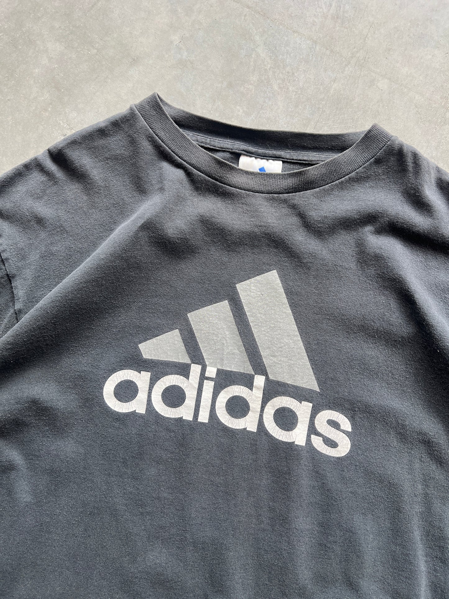 Vintage Faded Black Adidas Shirt - L