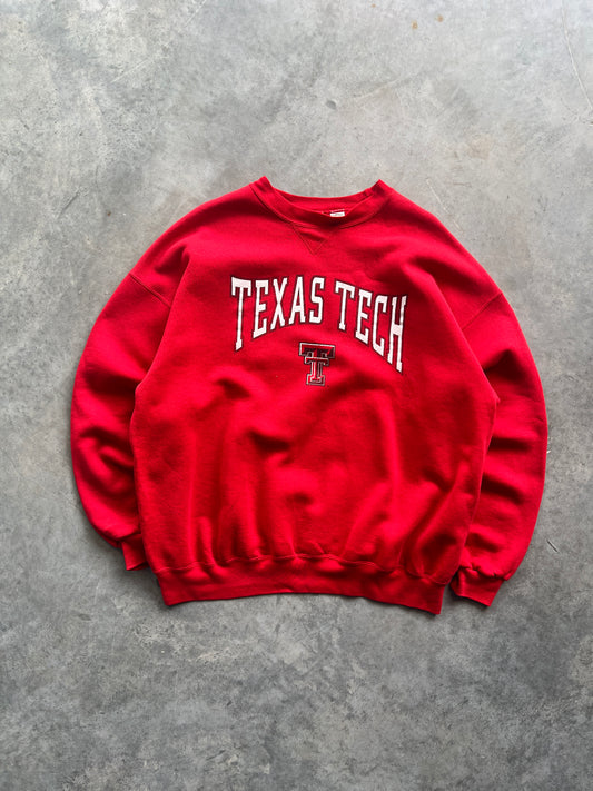 Vintage Red Texas Tech Spellout Crew - XXL