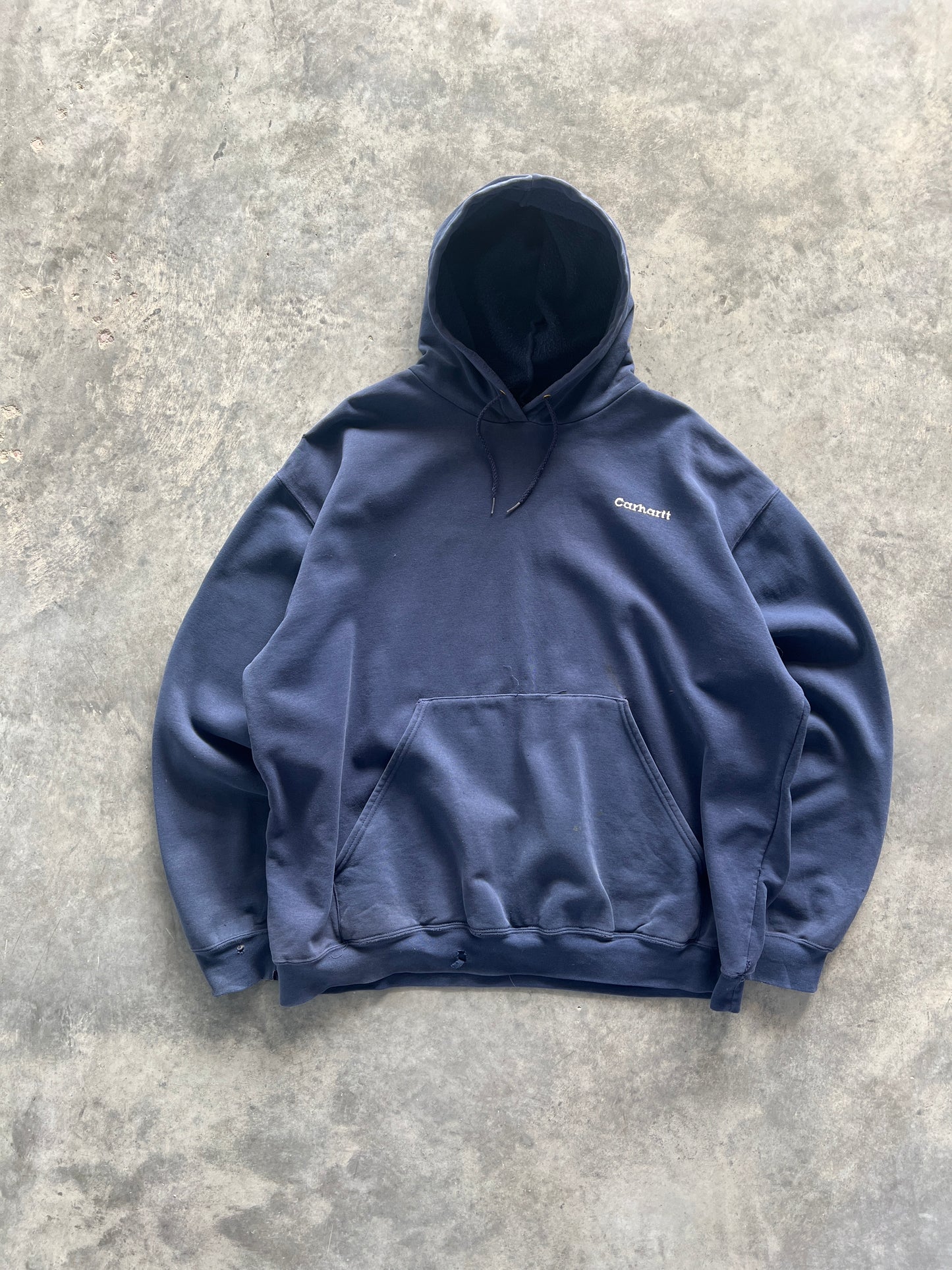 Vintage Navy Carhartt Spellout Hoodie - XXL