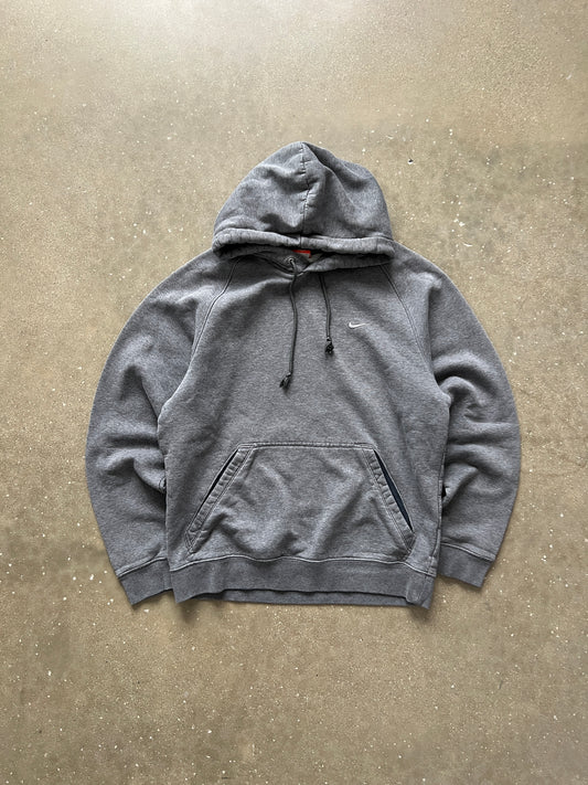 Vintage Grey Nike Swoosh Hoodie - S