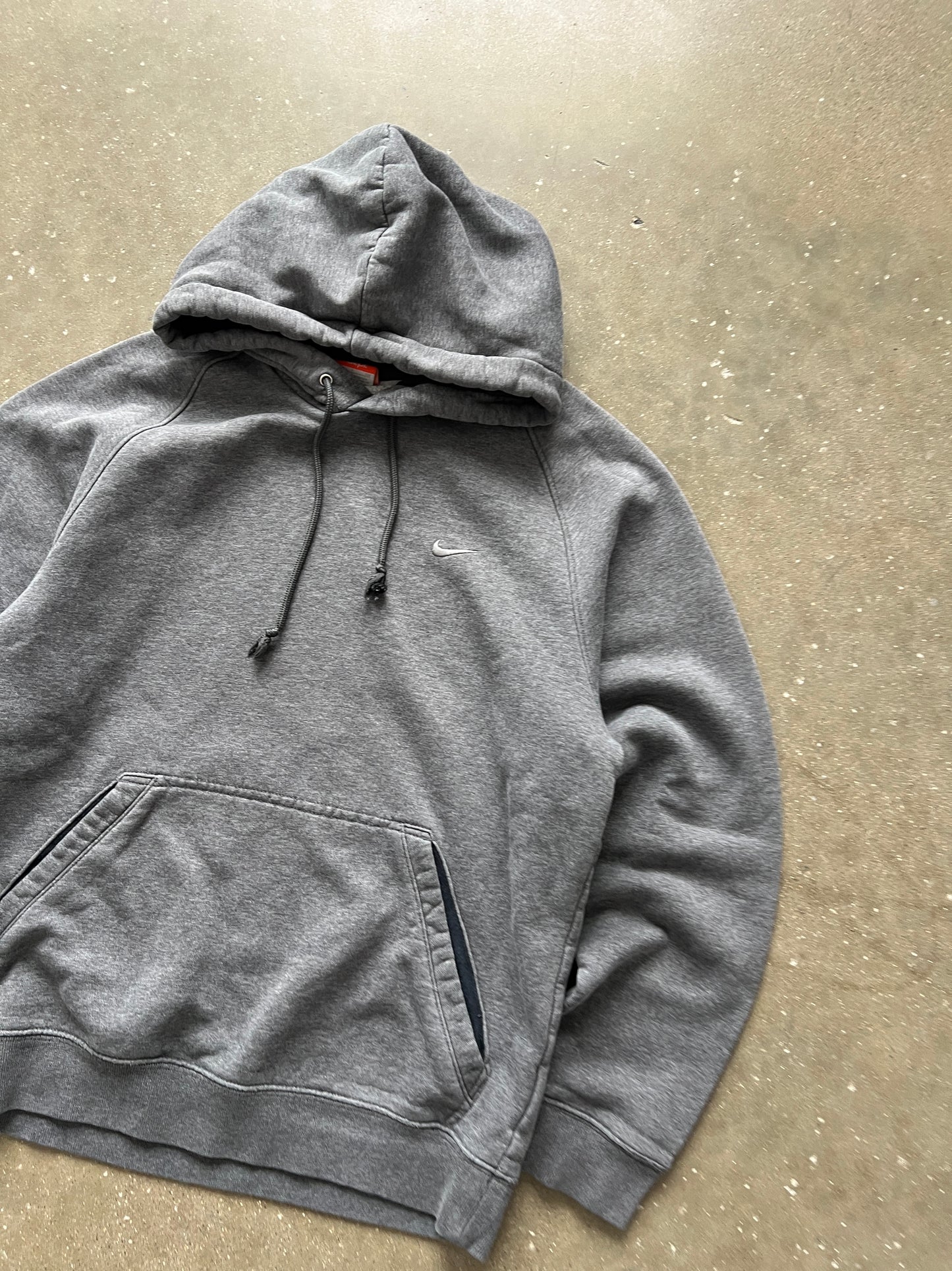 Vintage Grey Nike Swoosh Hoodie - S