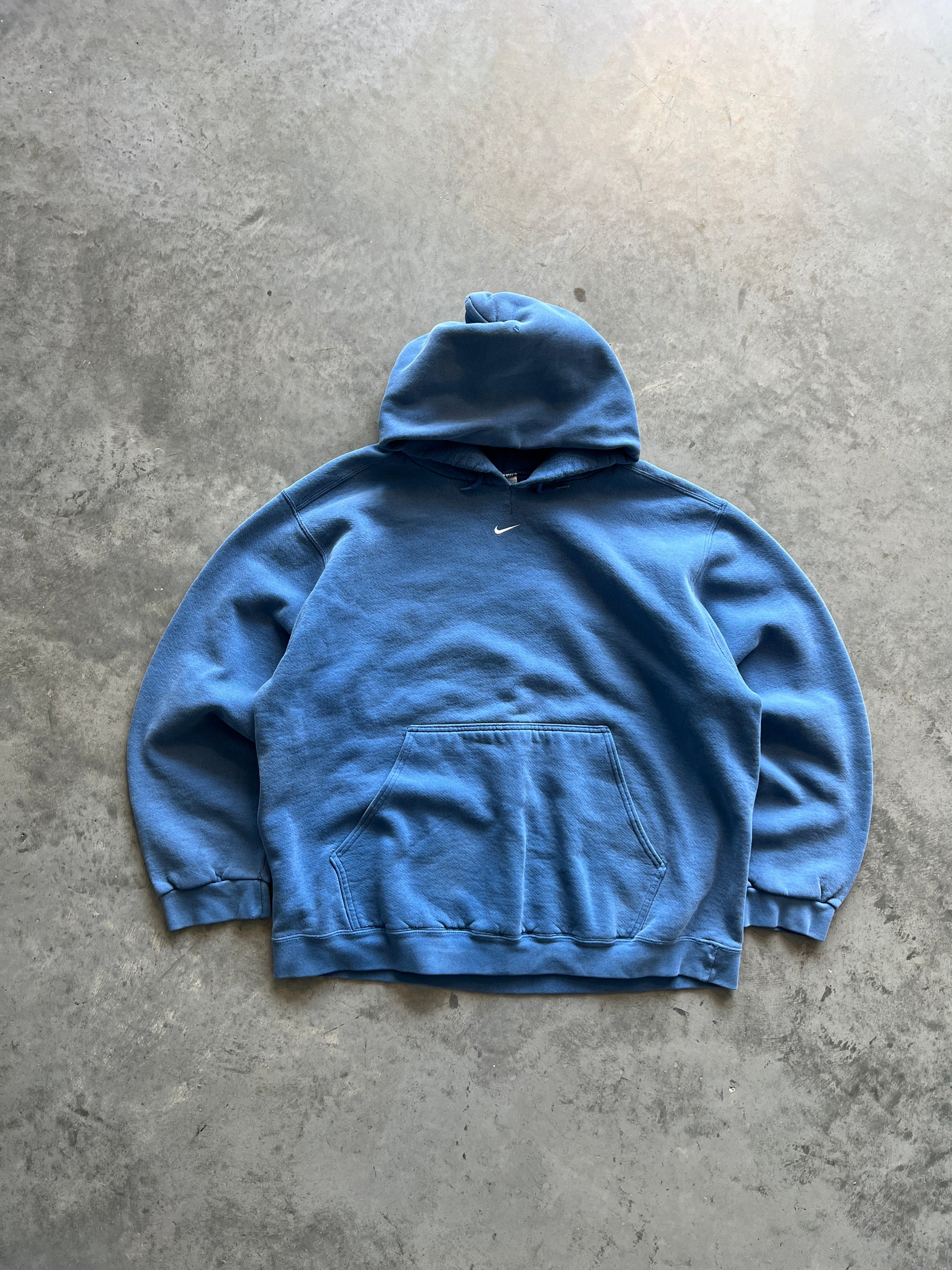 Vintage Royal Blue Nike Center Swoosh Hoodie - XL