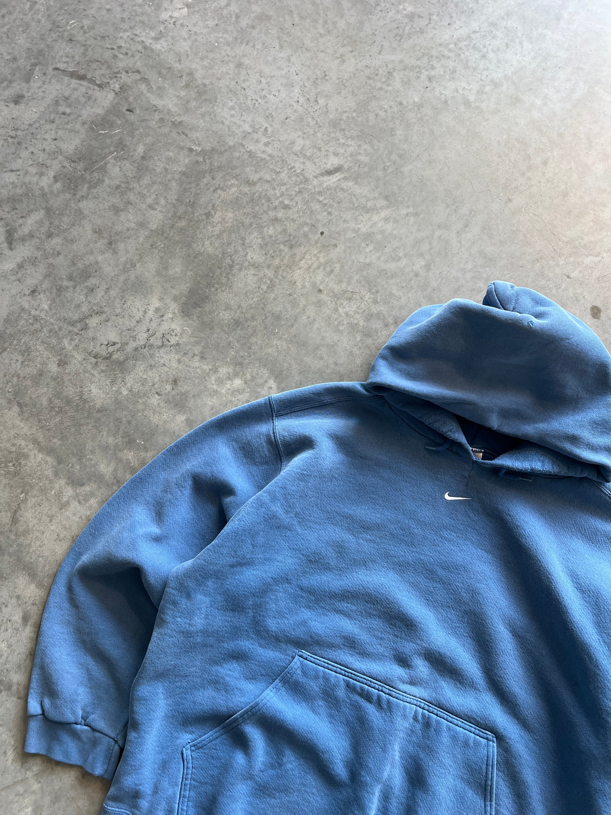 Vintage Royal Blue Nike Center Swoosh Hoodie - XL