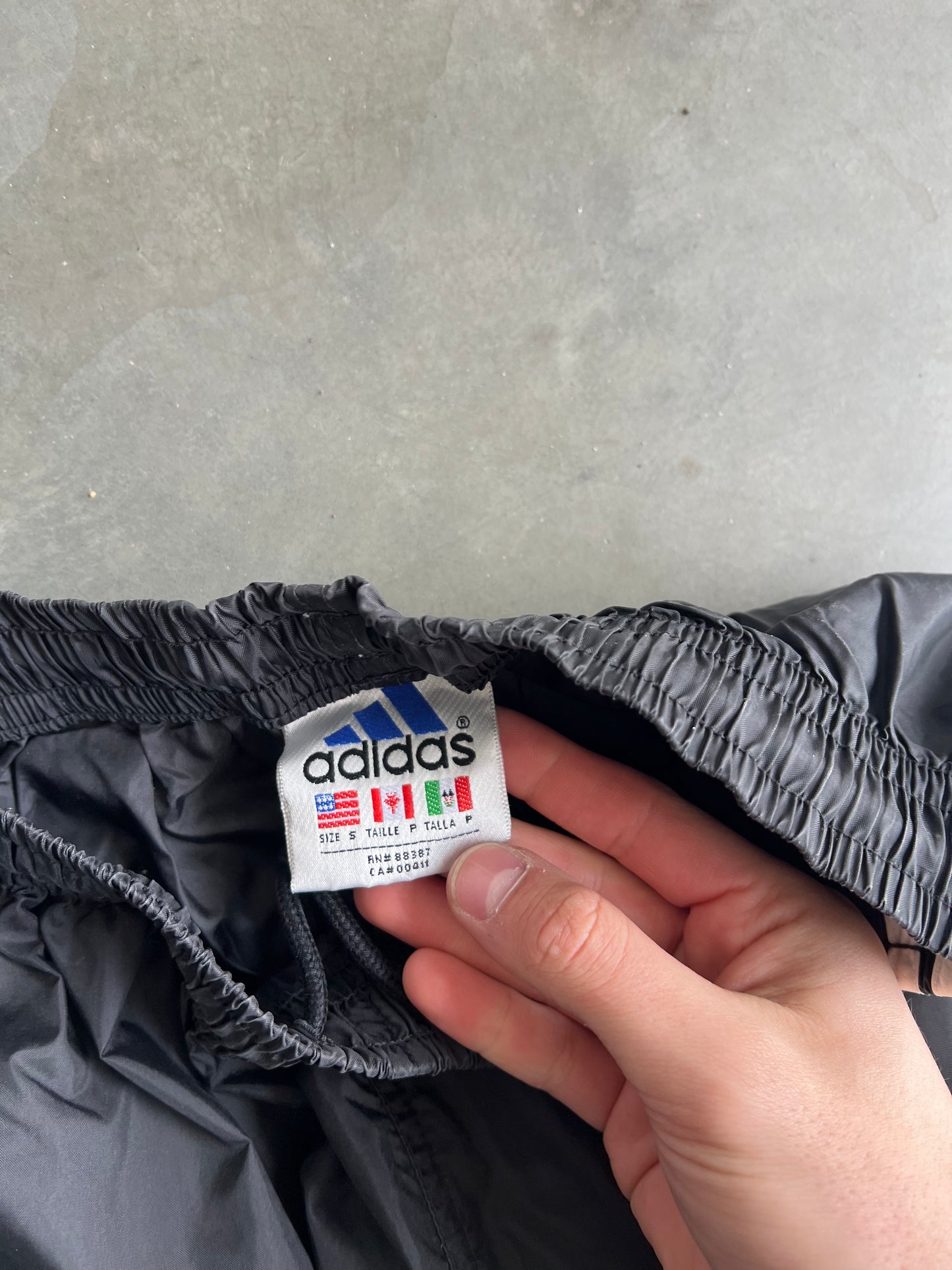 Vintage Black Adidas Stripped Track Pants - S