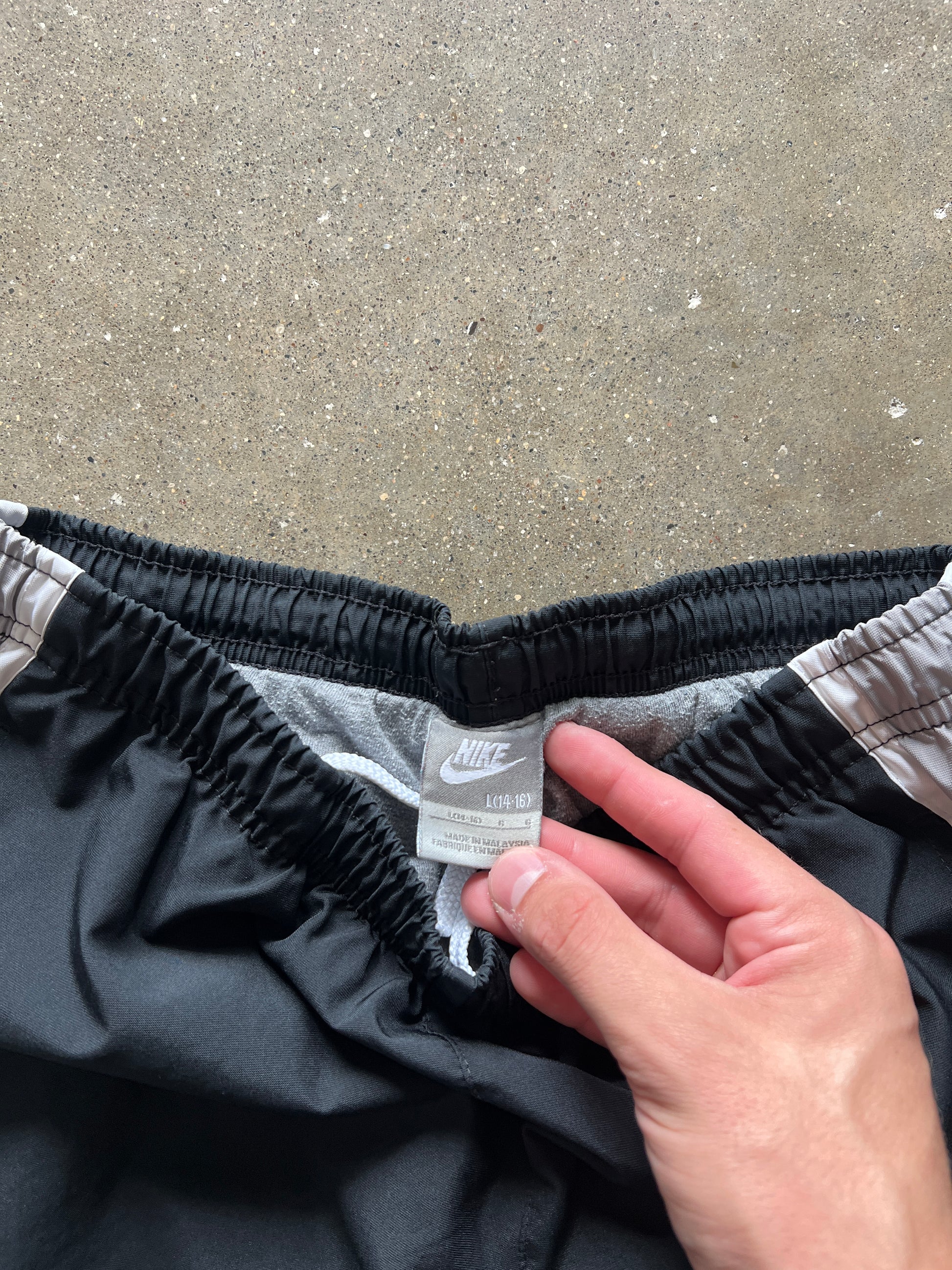 Vintage Black Nike Swoosh Track Pants - YL