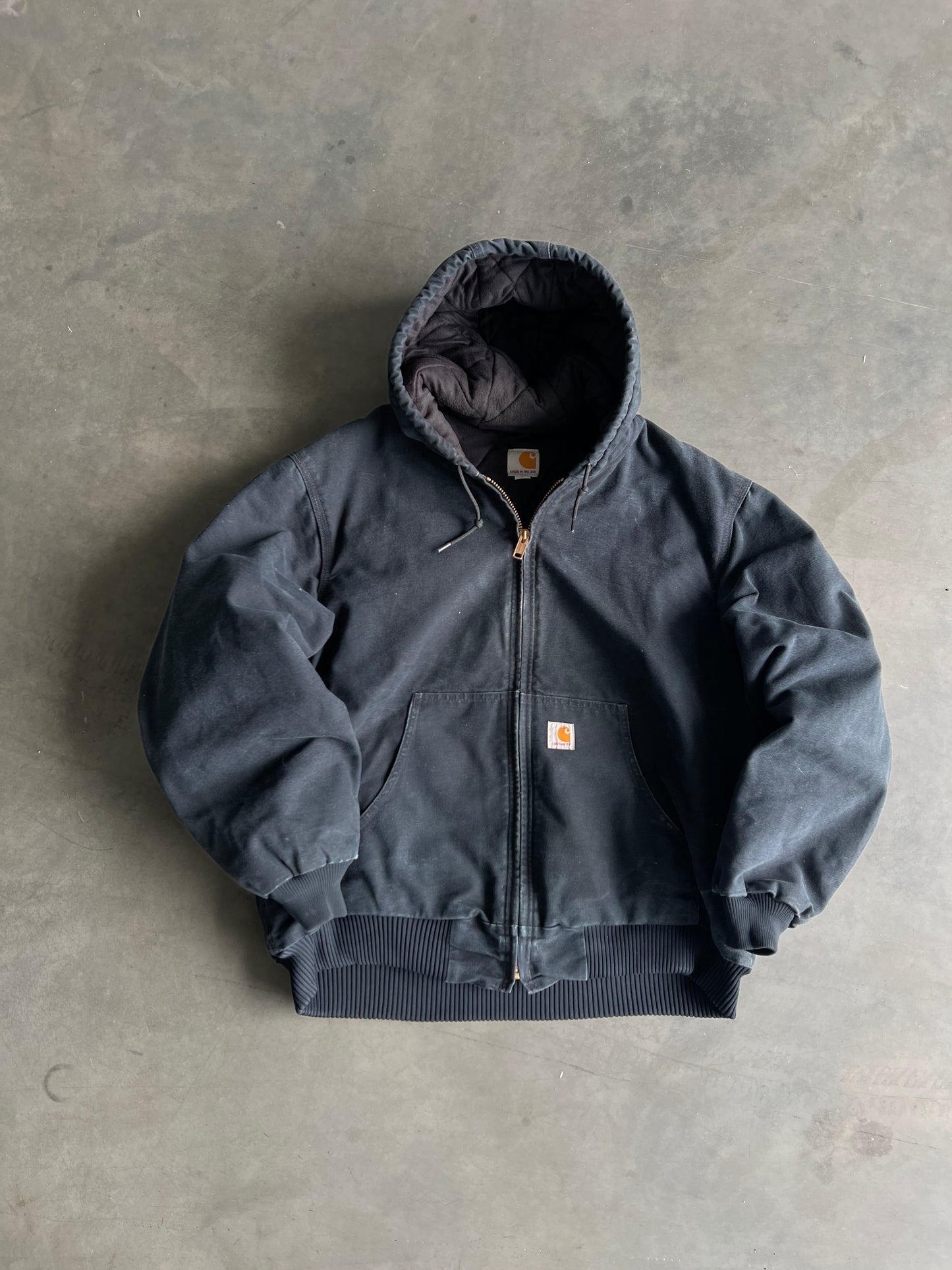 Vintage Black Carhartt Hooded Work Jacket - XL