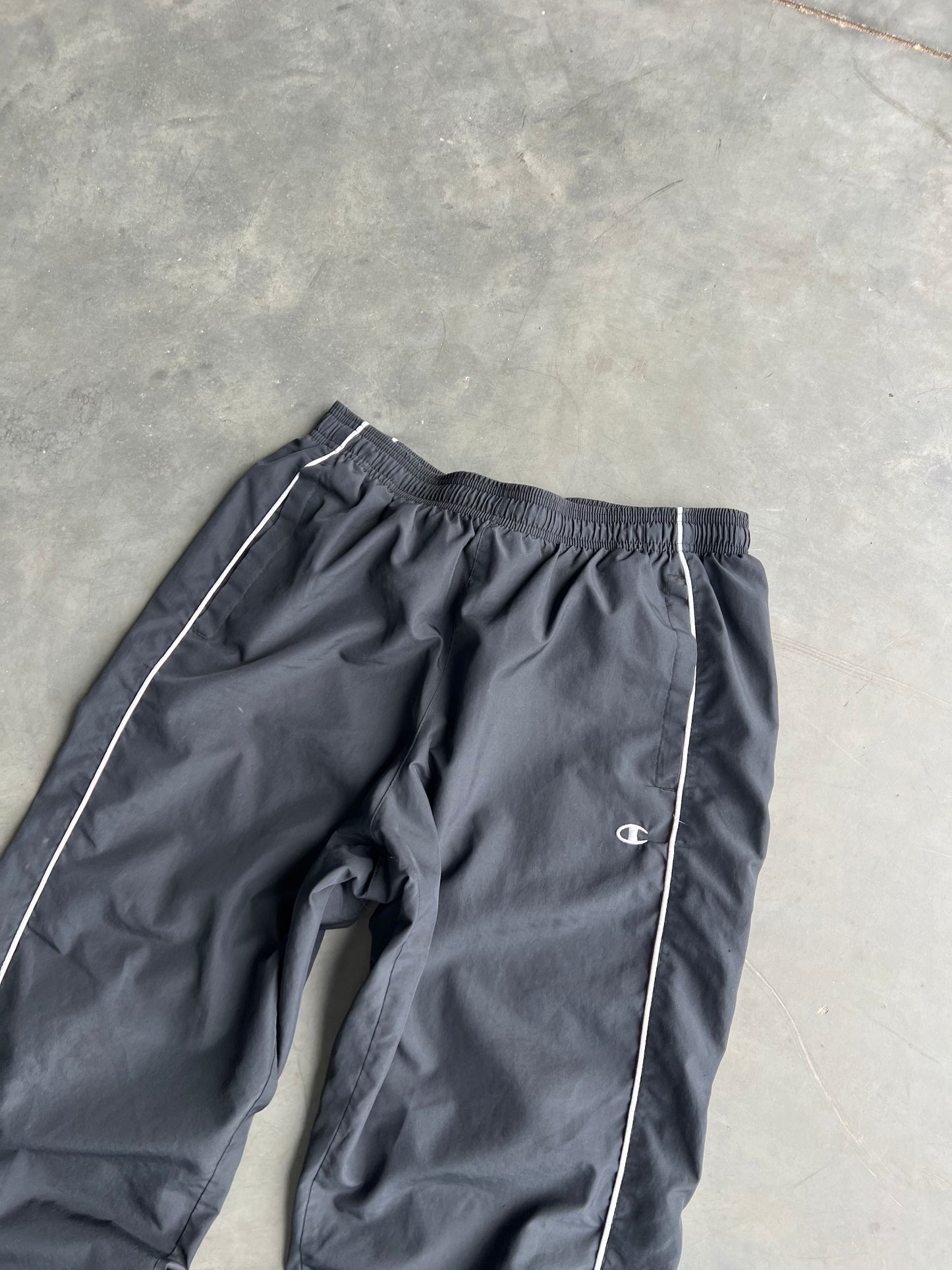 Vintage Black Champion Stripped Track Pantsm - L