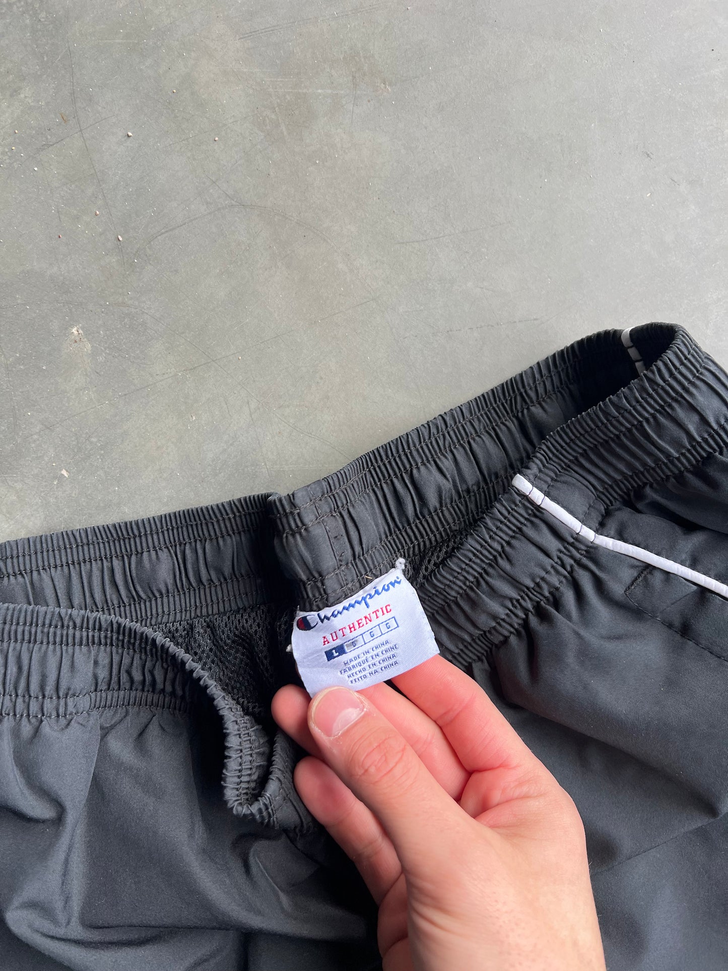 Vintage Black Champion Stripped Track Pantsm - L
