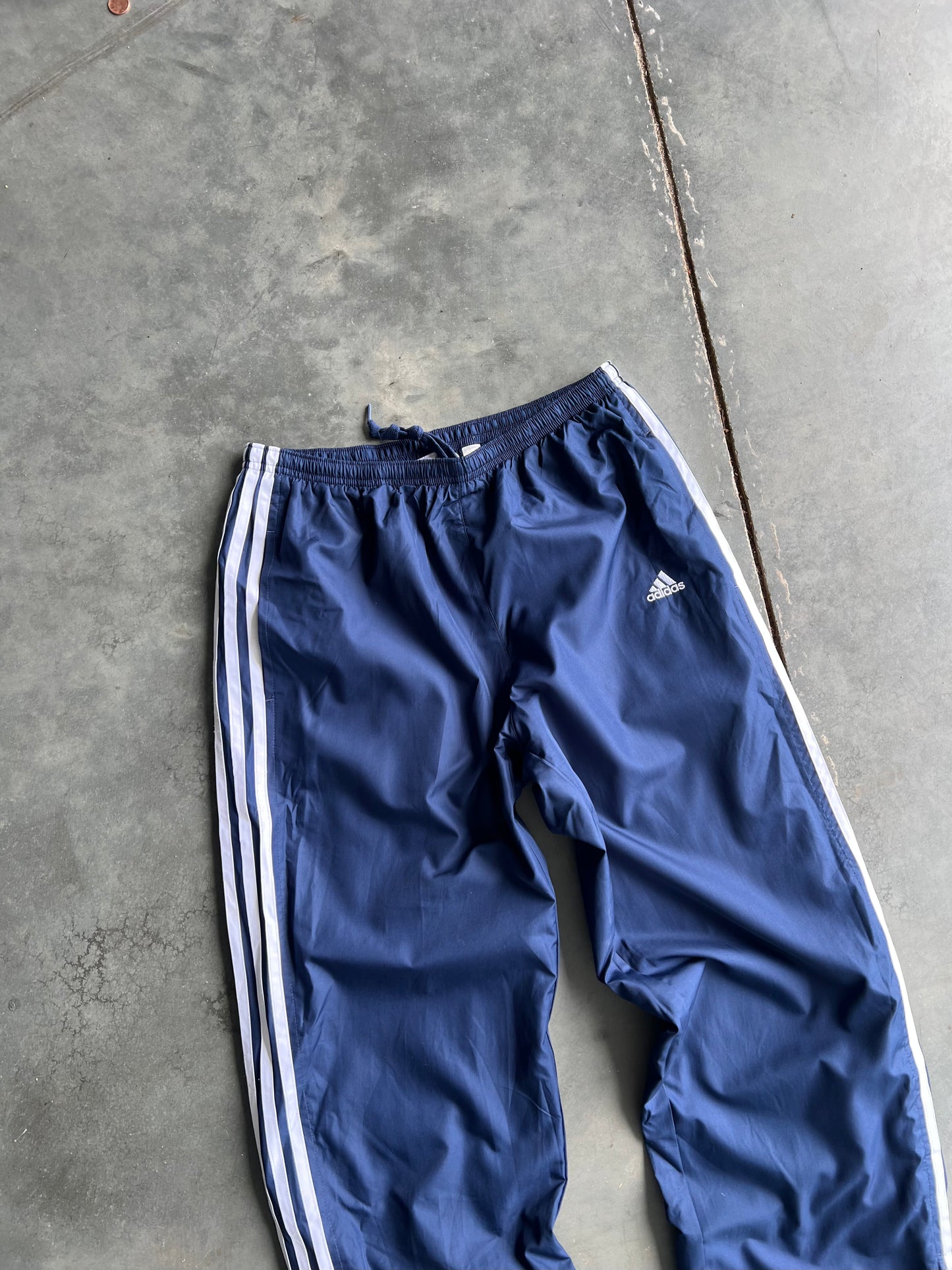 Vintage Blue Adidas Stripped Track Pants - M