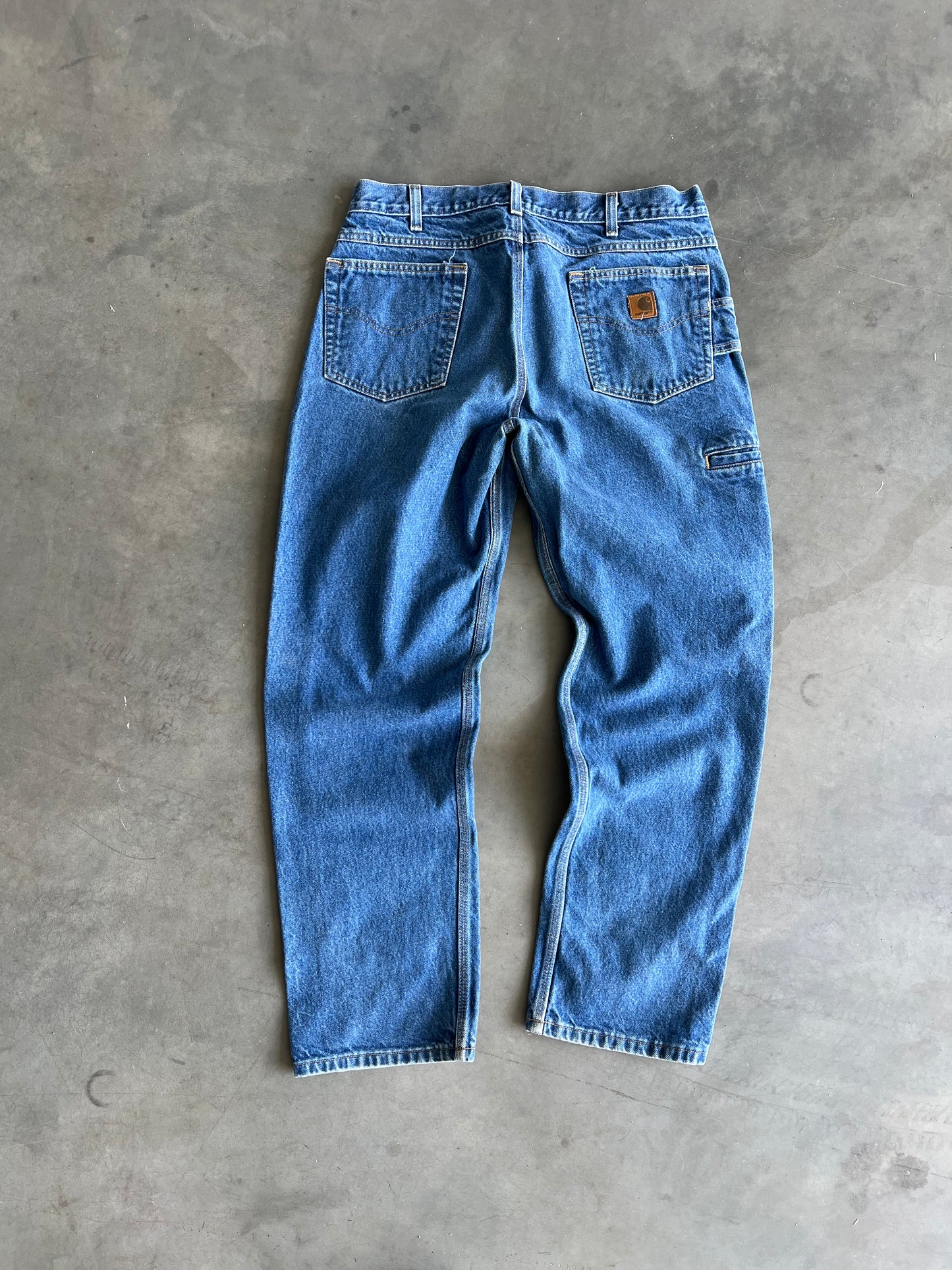 Vintage Denim Blue Carhartt Carpenter Pants - 36x32