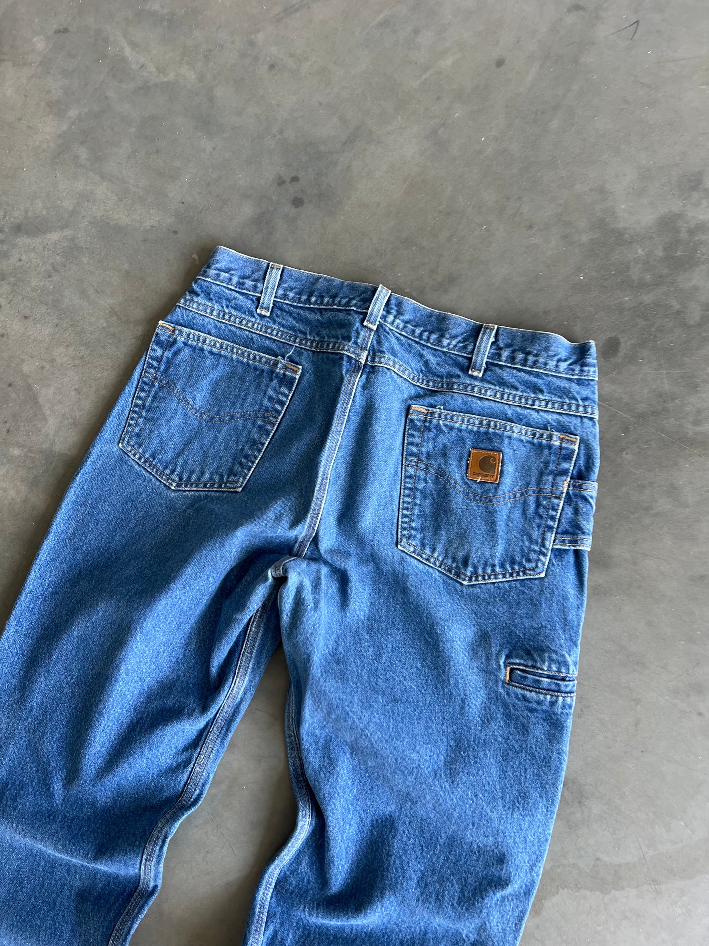 Vintage Denim Blue Carhartt Carpenter Pants - 36x32