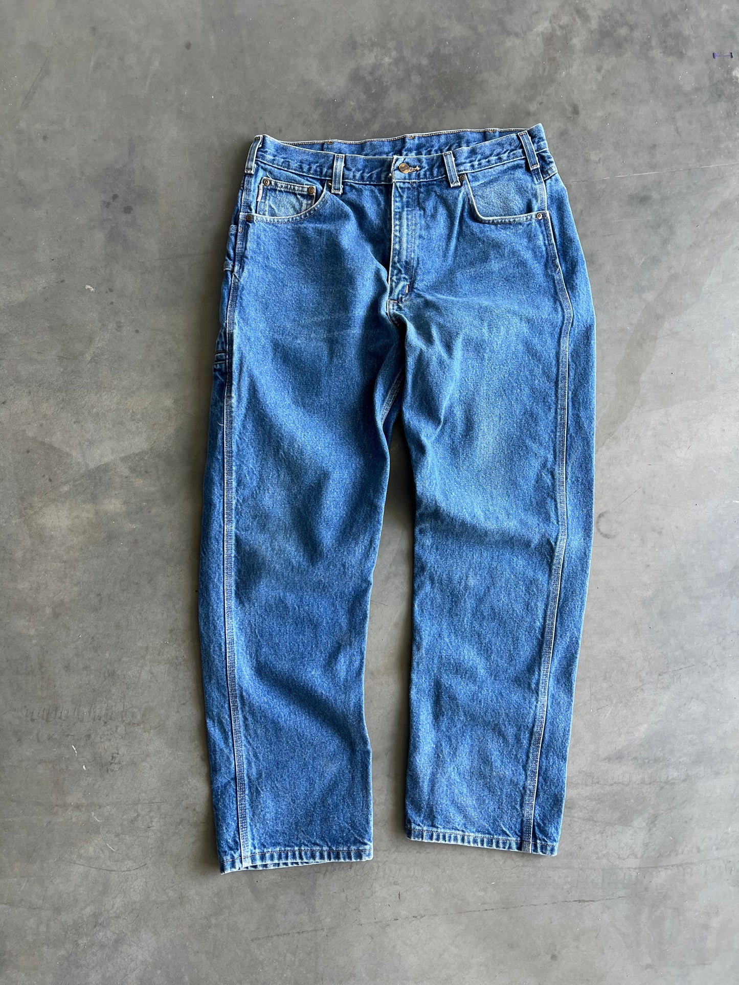 Vintage Denim Blue Carhartt Carpenter Pants - 36x32