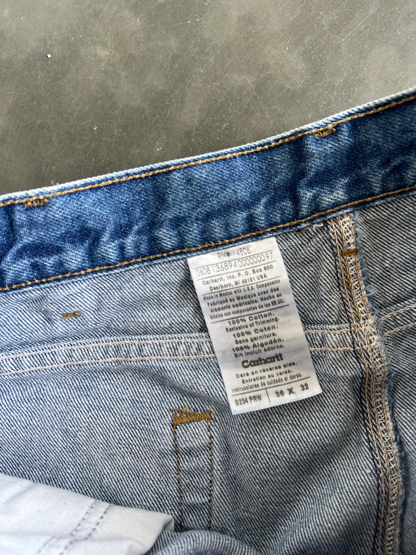 Vintage Denim Blue Carhartt Carpenter Pants - 36x32