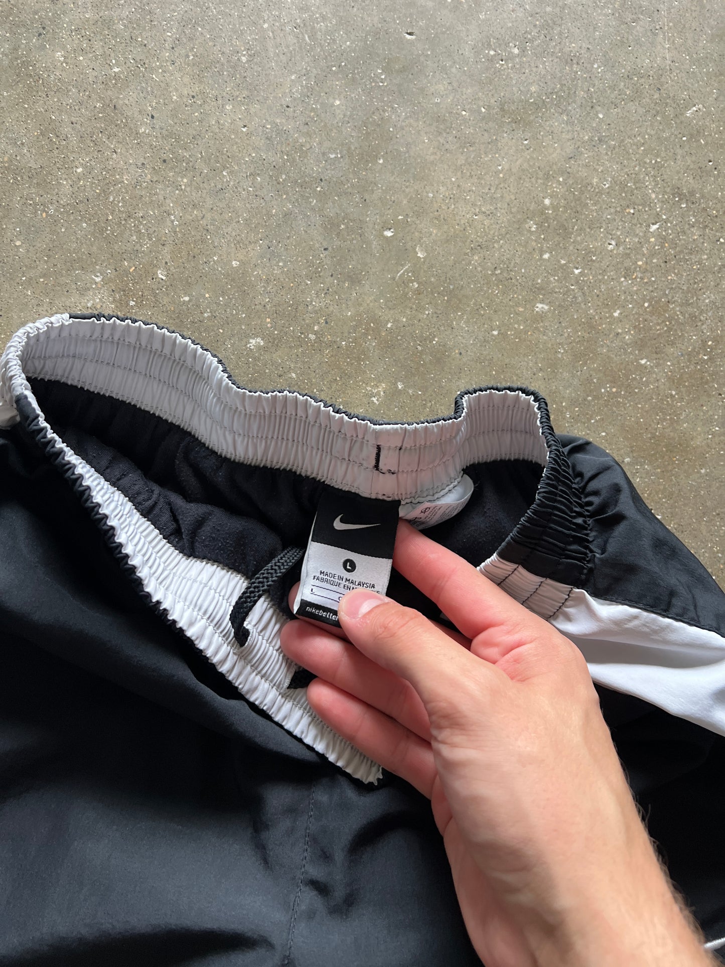 Vintage Black Nike Swoosh Track Pants - YL