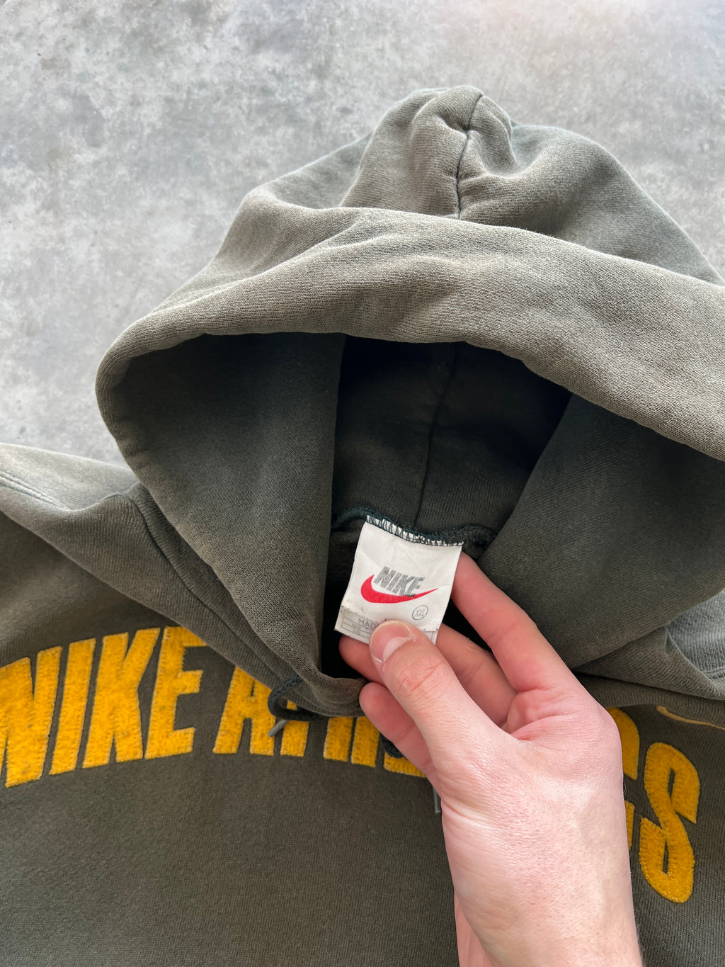 Vintage Faded Green Nike Athletics Hoodie - XXL