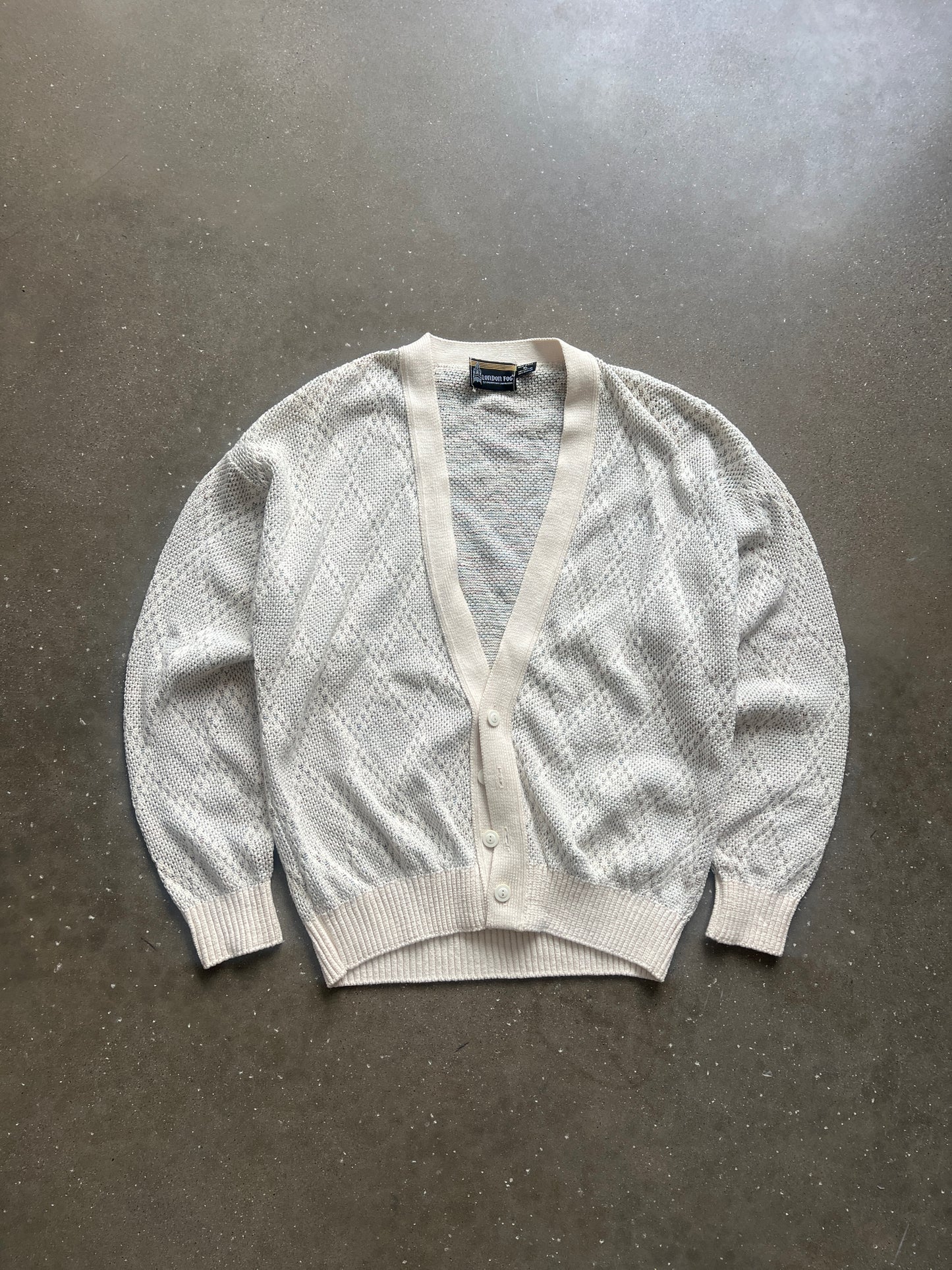 Vintage Cream White London Fog Cardigan - XL